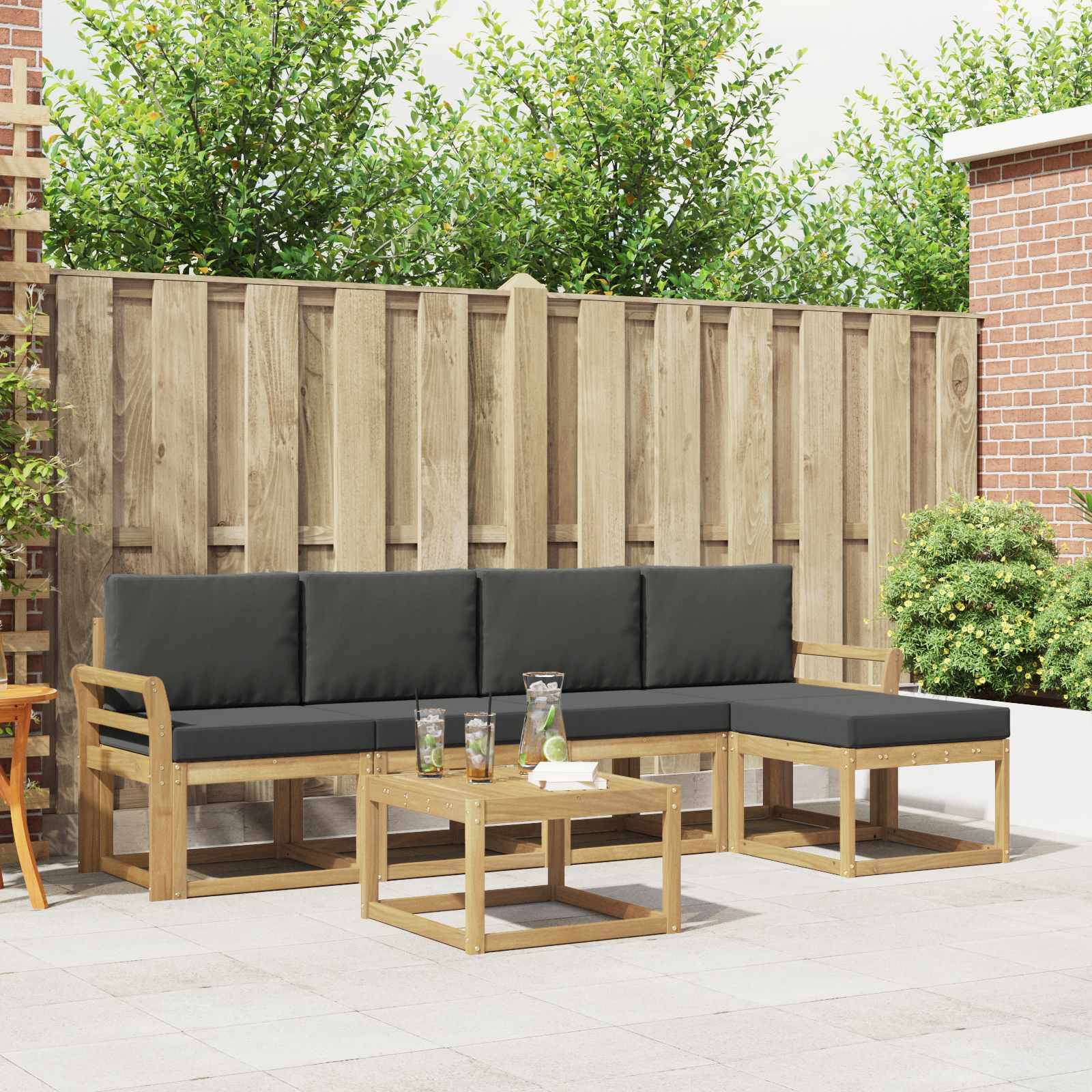 vidaXL Outdoor-Sofagarnitur mit Kissen 6 pcs Weiß und Anthrazit