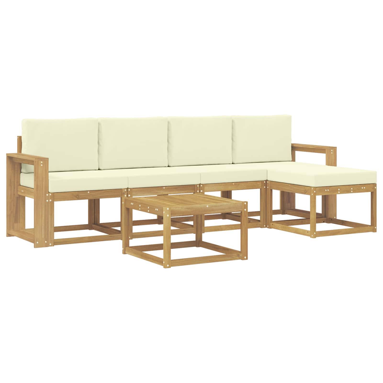 vidaXL Outdoor-Sofagarnitur mit Kissen 6 pcs Weiß und Creme