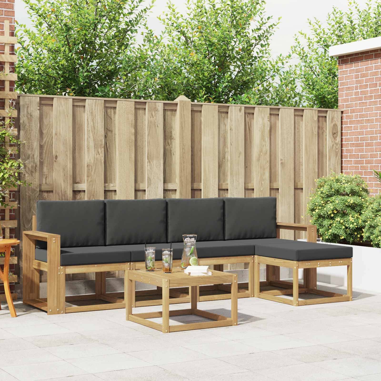 vidaXL Outdoor-Sofagarnitur mit Kissen 6 pcs Weiß und Anthrazit