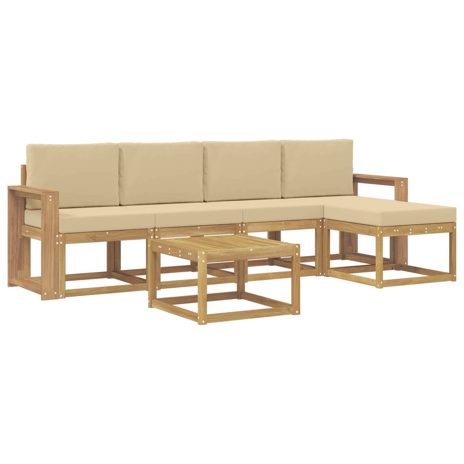 vidaXL Outdoor-Sofagarnitur mit Kissen 6 pcs Weiß und Beige