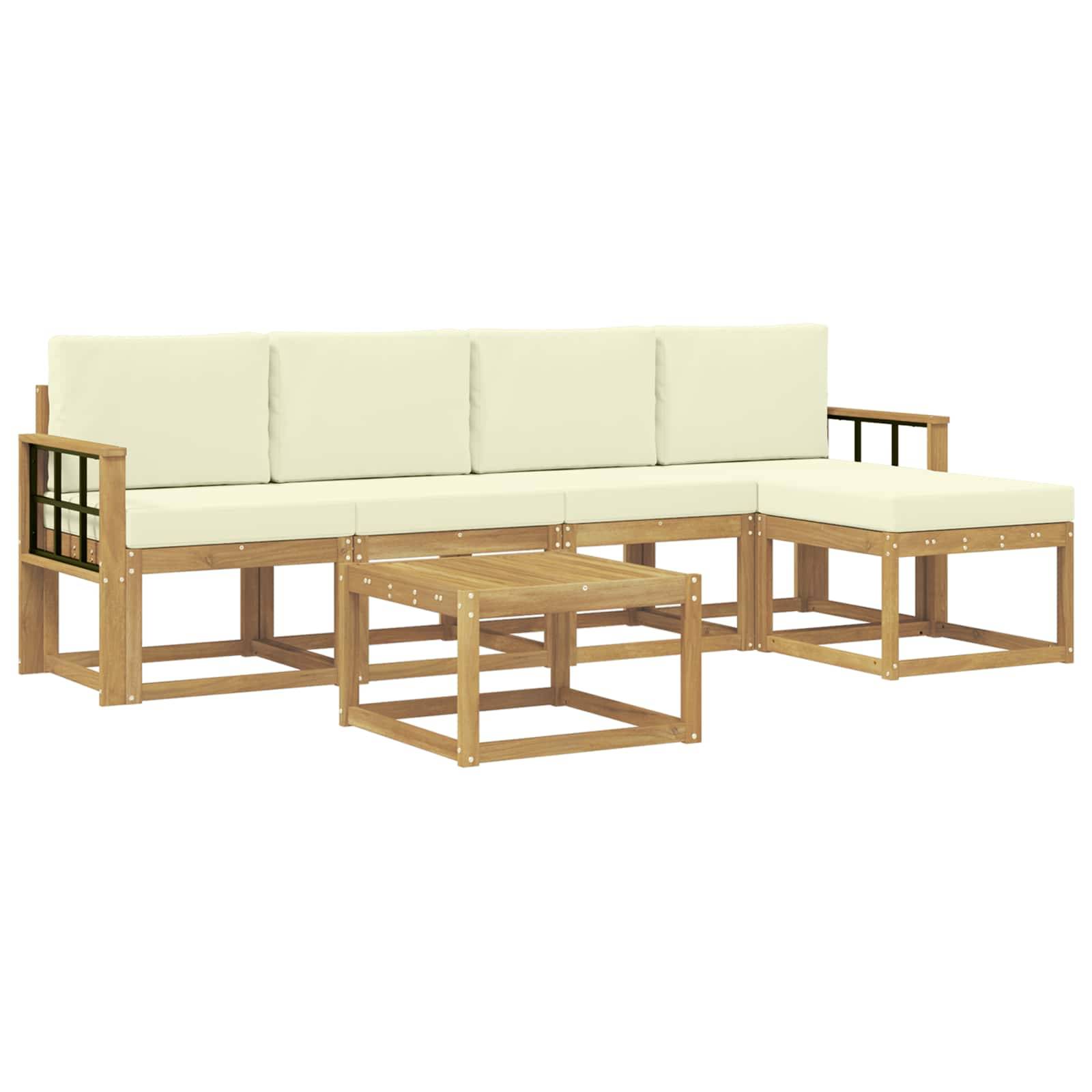 vidaXL Outdoor-Sofagarnitur mit Kissen 6 pcs Weiß und Creme