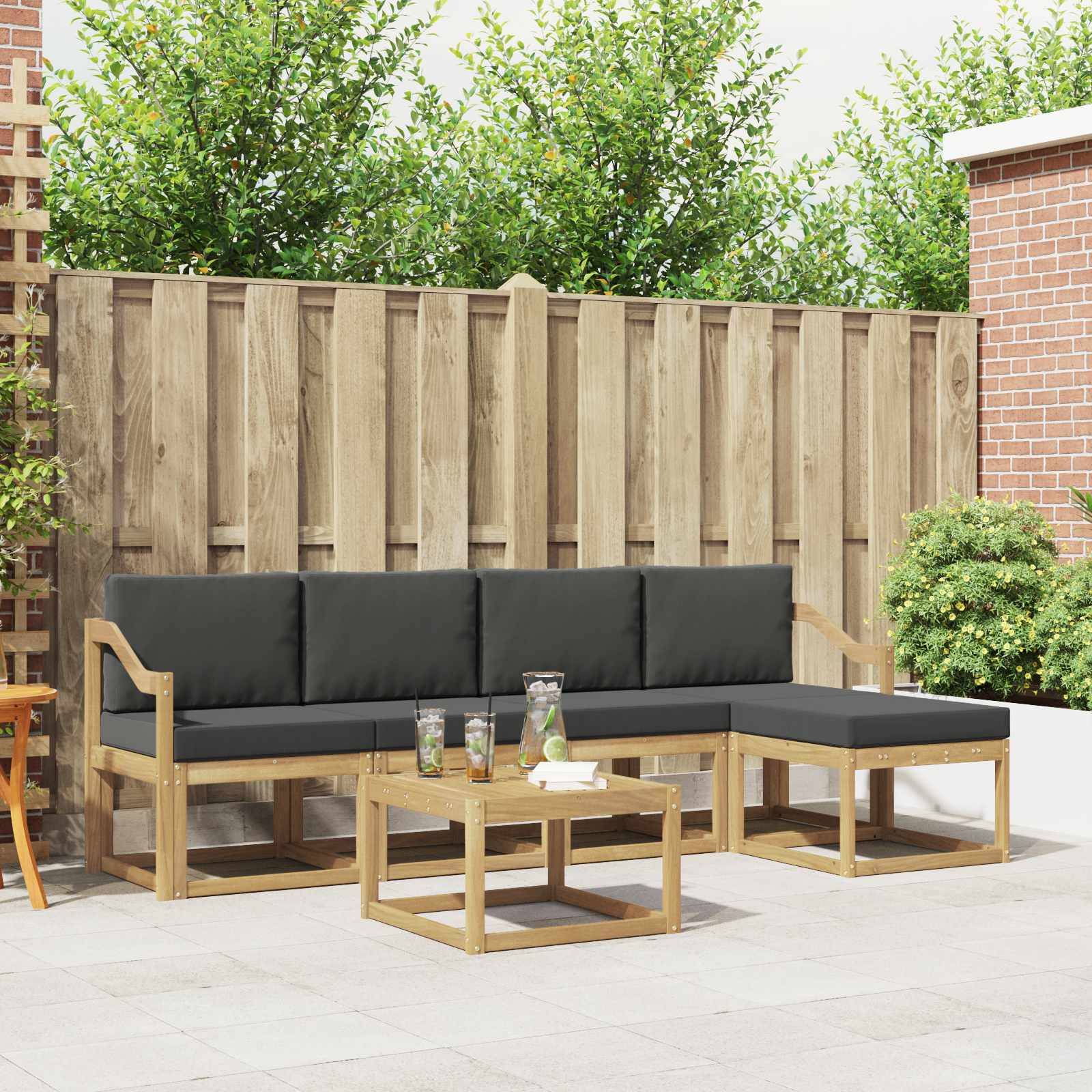 vidaXL Outdoor-Sofagarnitur mit Kissen 6 pcs Weiß und Anthrazit