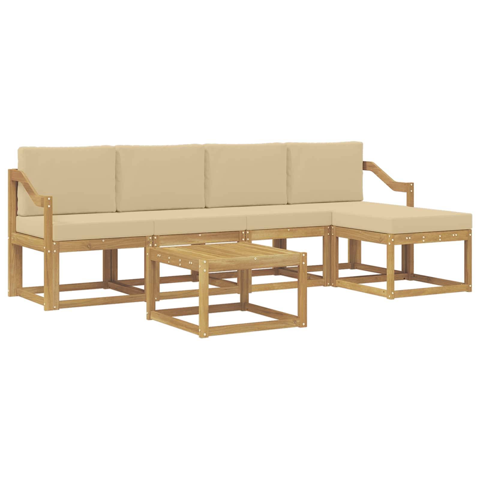 vidaXL Outdoor-Sofagarnitur mit Kissen 6 pcs Weiß und Beige