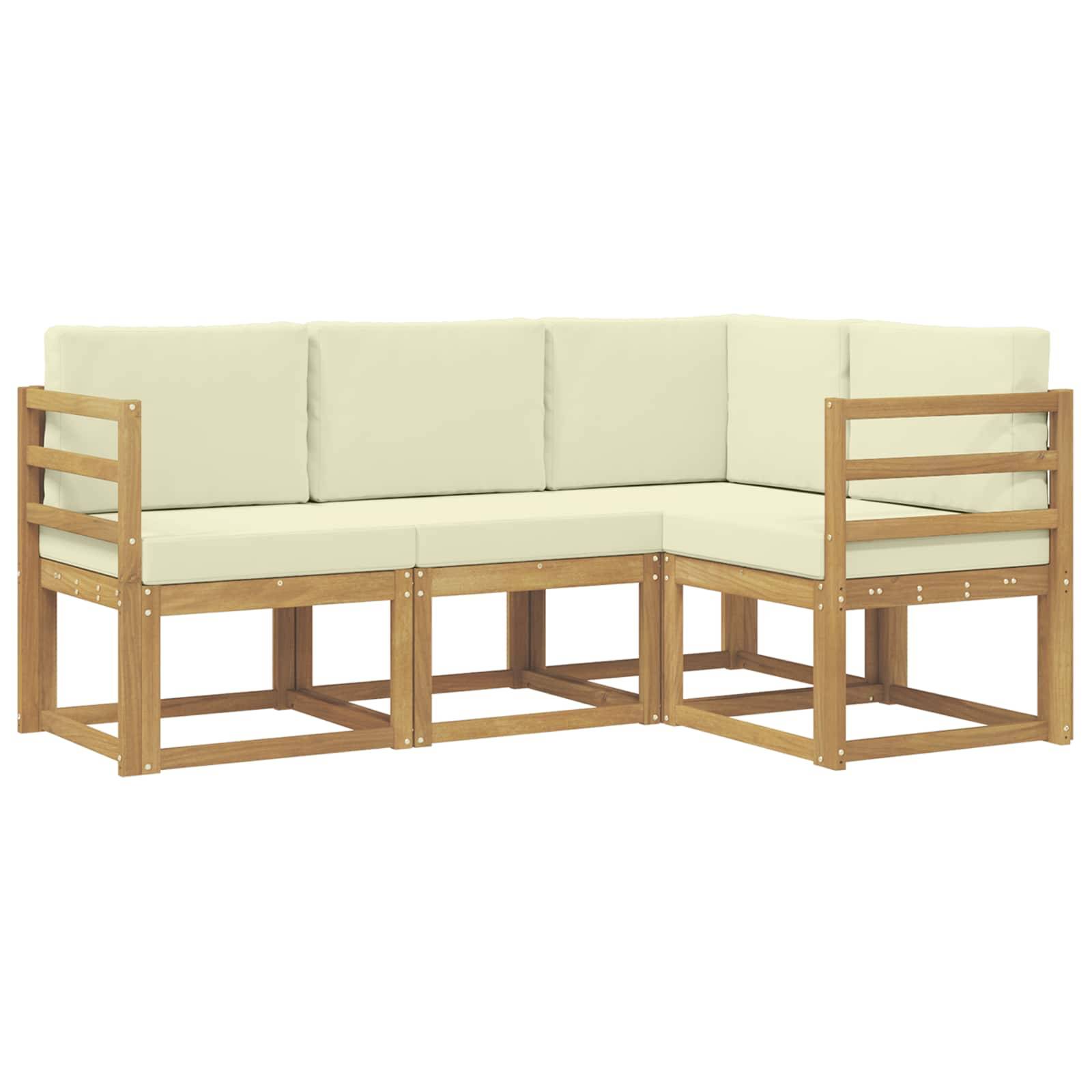 vidaXL Outdoor-Sofagarnitur mit Kissen 4 pcs Weiß und Creme