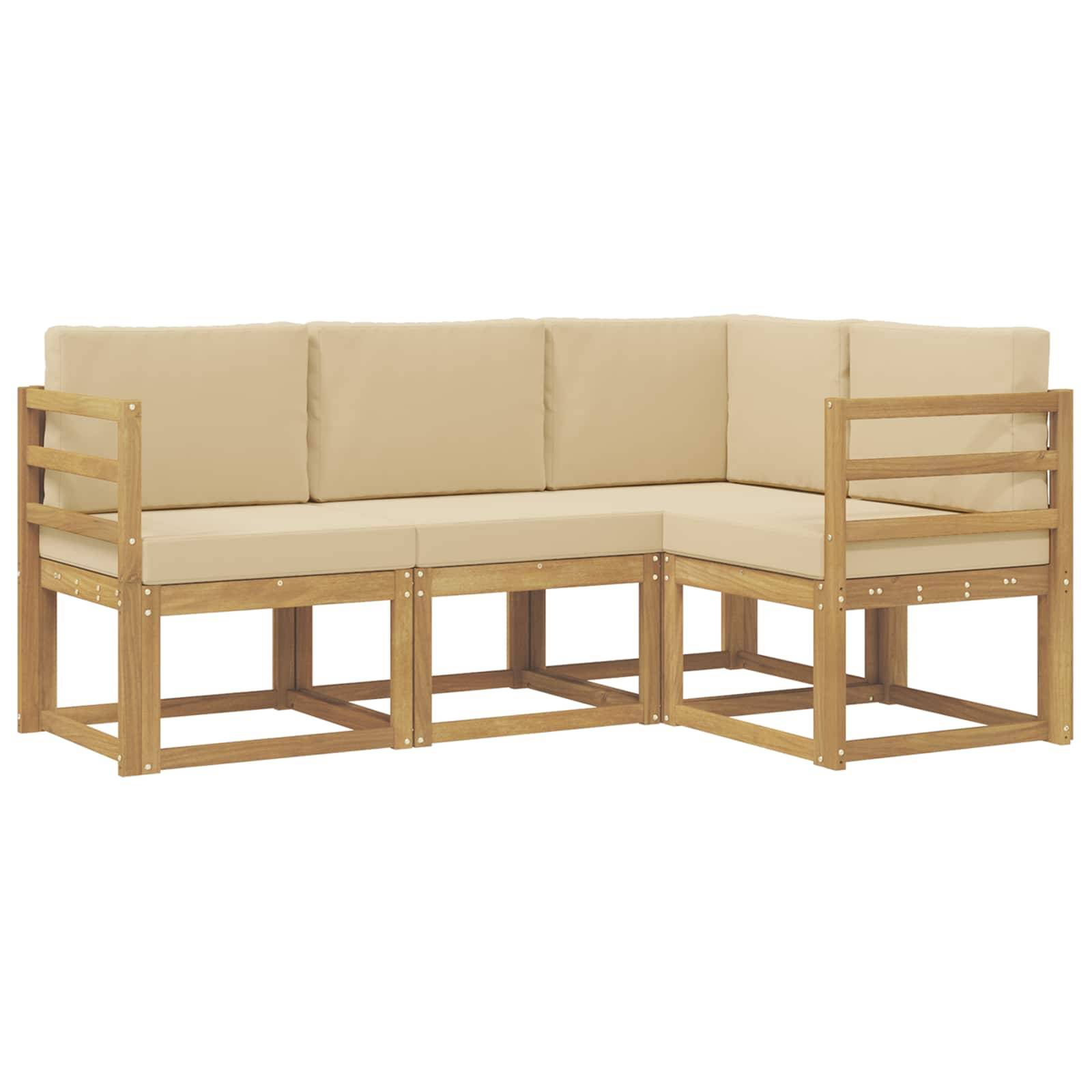 vidaXL Outdoor-Sofagarnitur mit Kissen 4 pcs Weiß und Beige