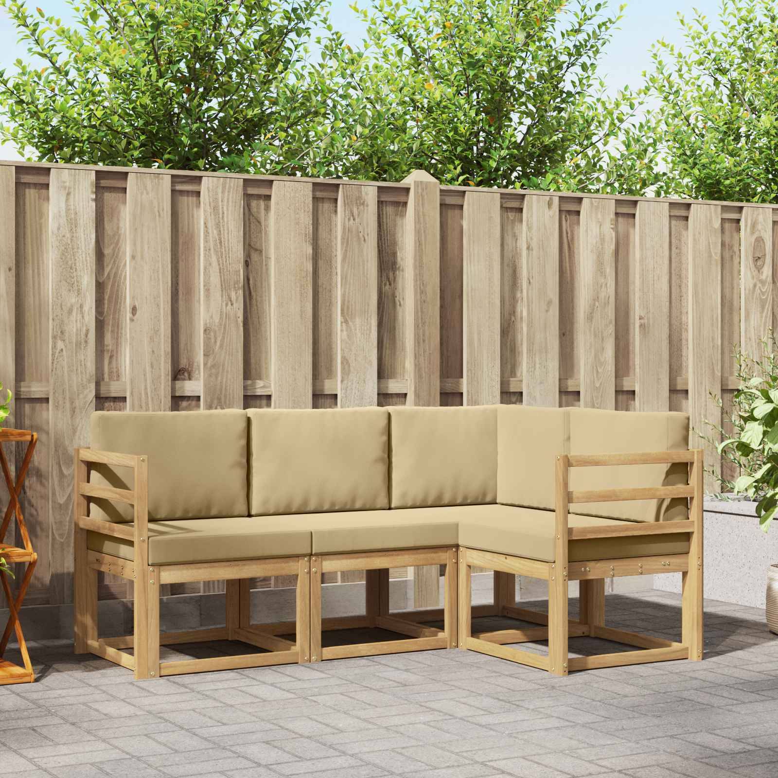 vidaXL Outdoor-Sofagarnitur mit Kissen 4 pcs Weiß und Beige