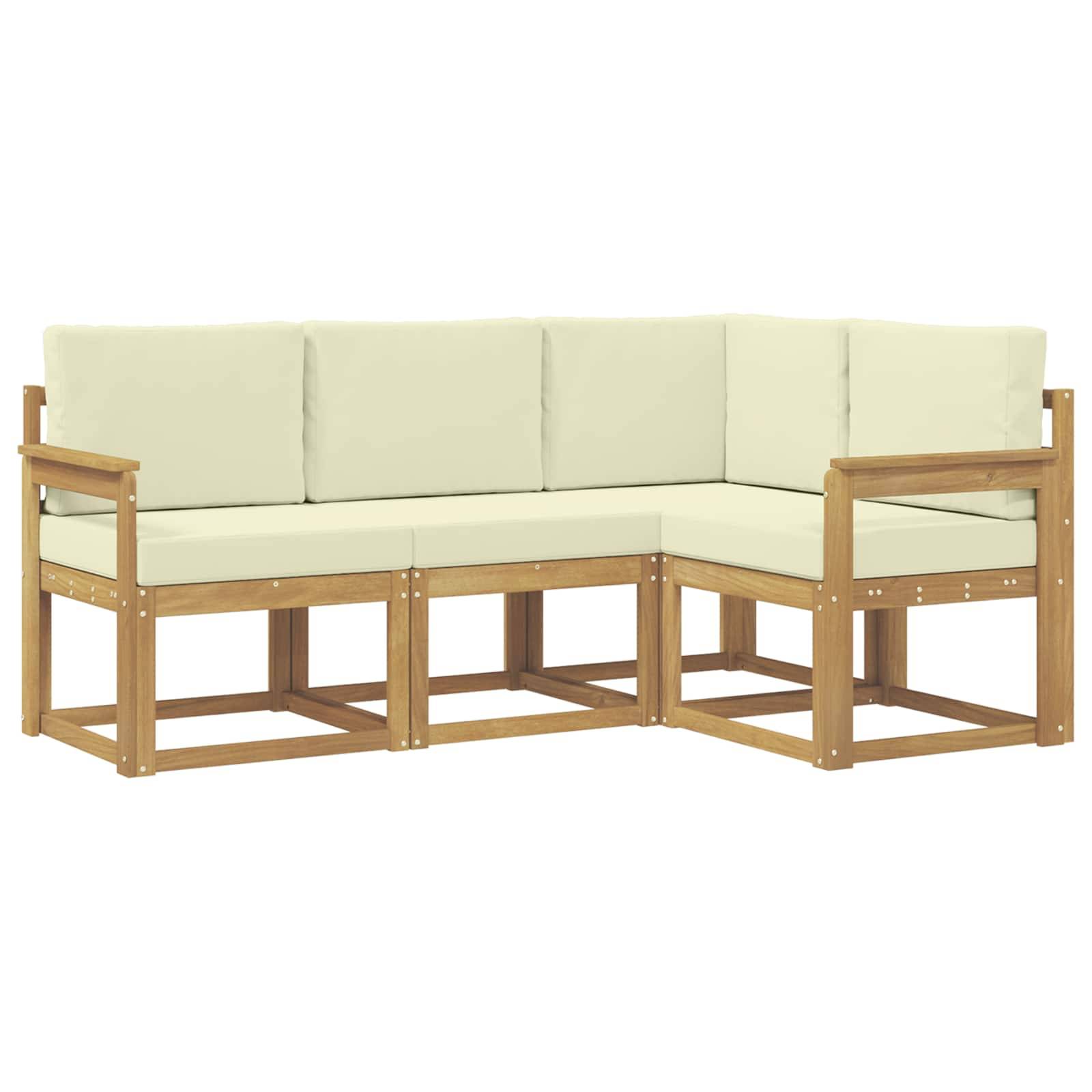 vidaXL Outdoor-Sofagarnitur mit Kissen 4 pcs Weiß und Creme