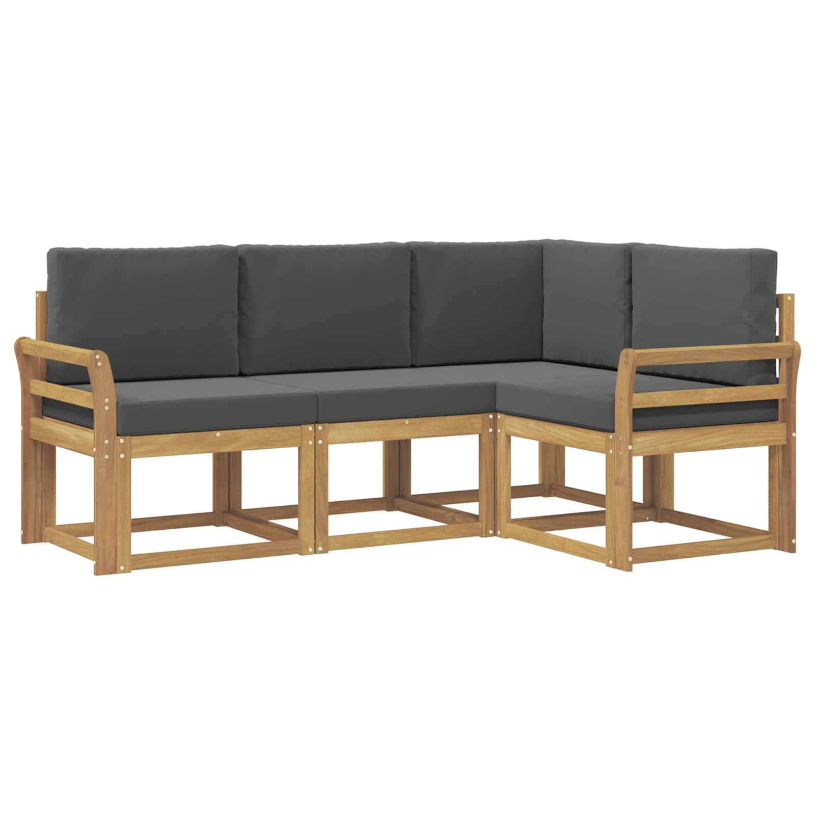 vidaXL Outdoor-Sofagarnitur mit Kissen 4 pcs Weiß und Anthrazit