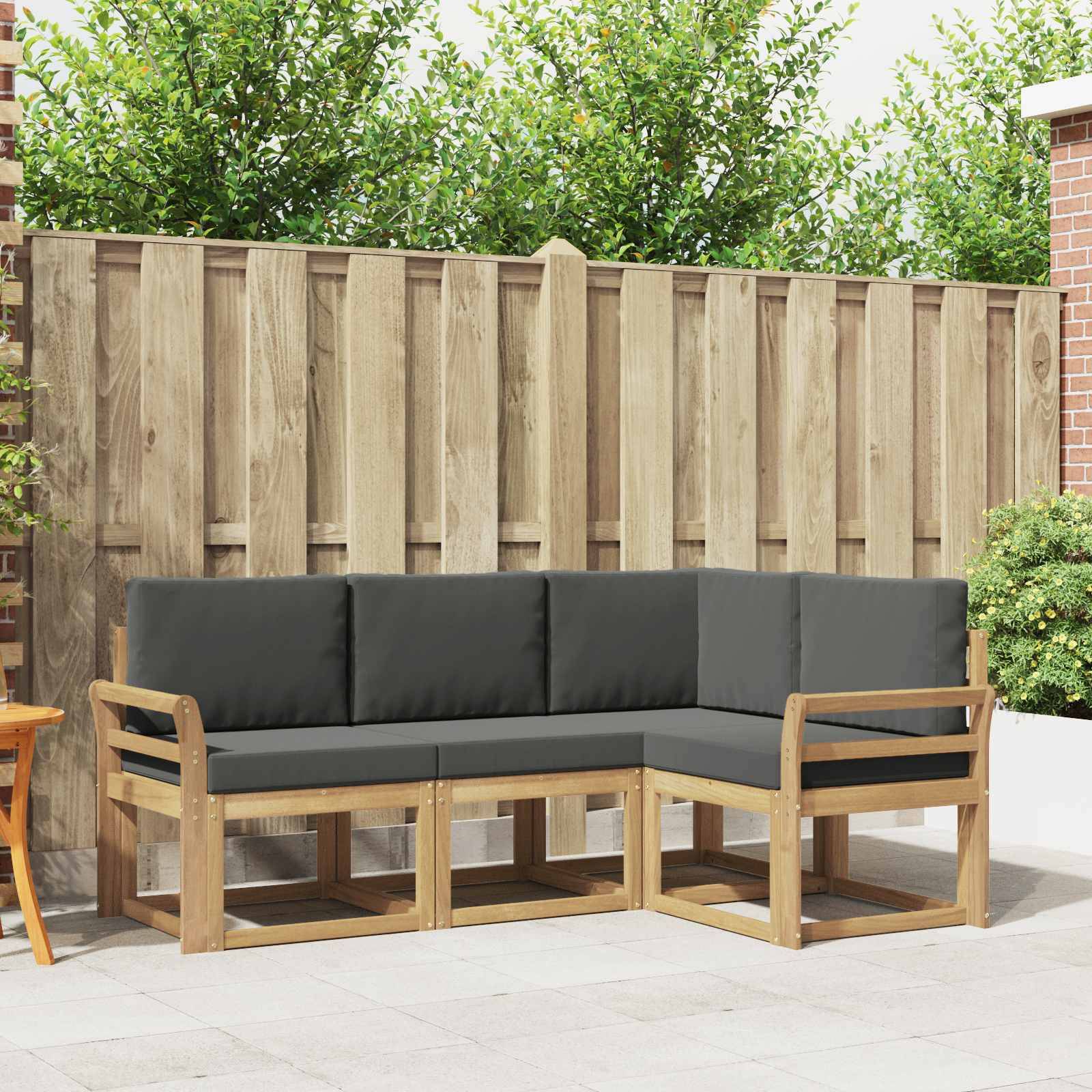 vidaXL Outdoor-Sofagarnitur mit Kissen 4 pcs Weiß und Anthrazit
