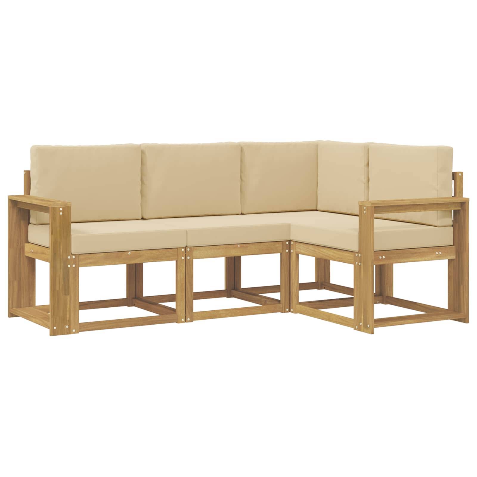 vidaXL Outdoor-Sofagarnitur mit Kissen 4 pcs Weiß und Beige