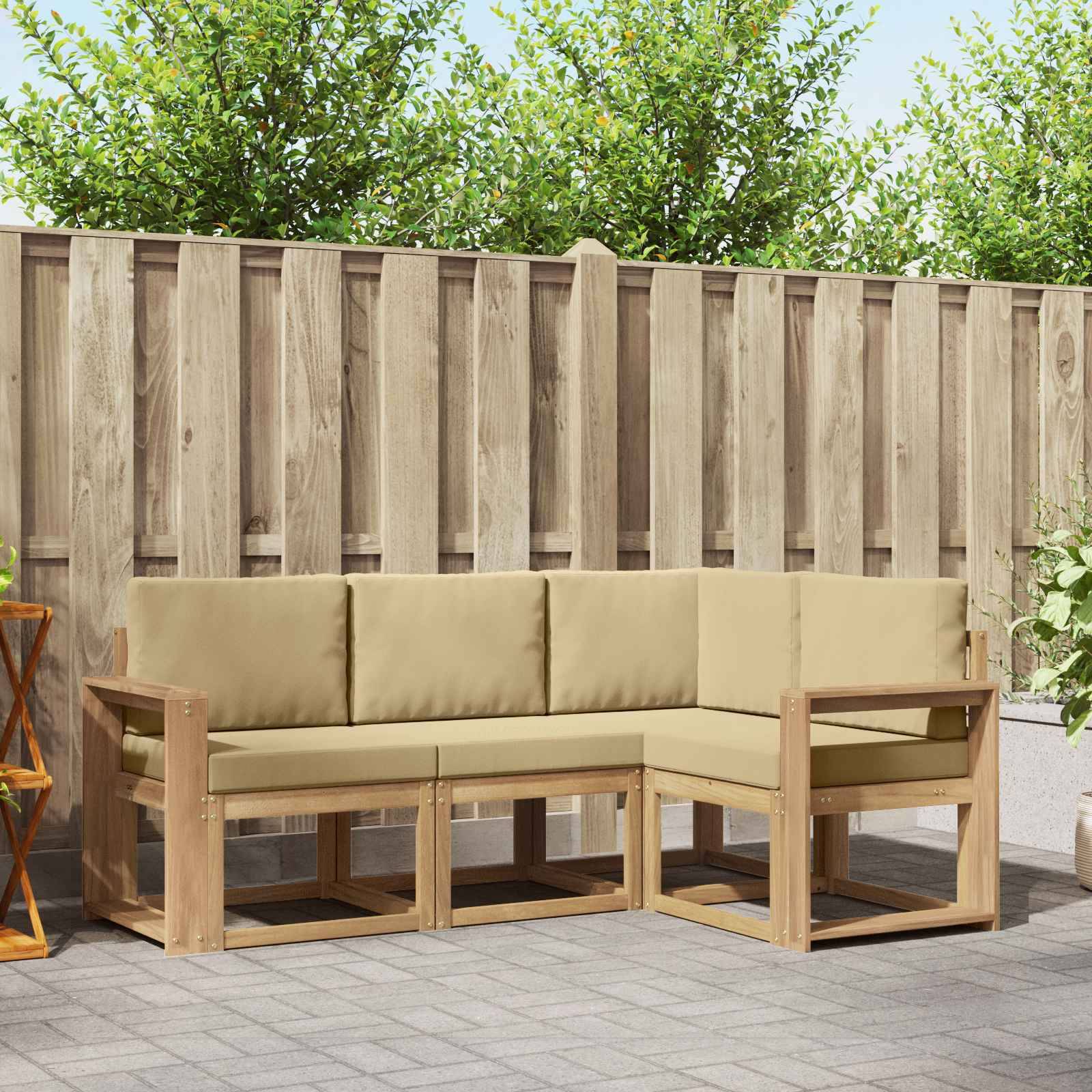 vidaXL Outdoor-Sofagarnitur mit Kissen 4 pcs Weiß und Beige