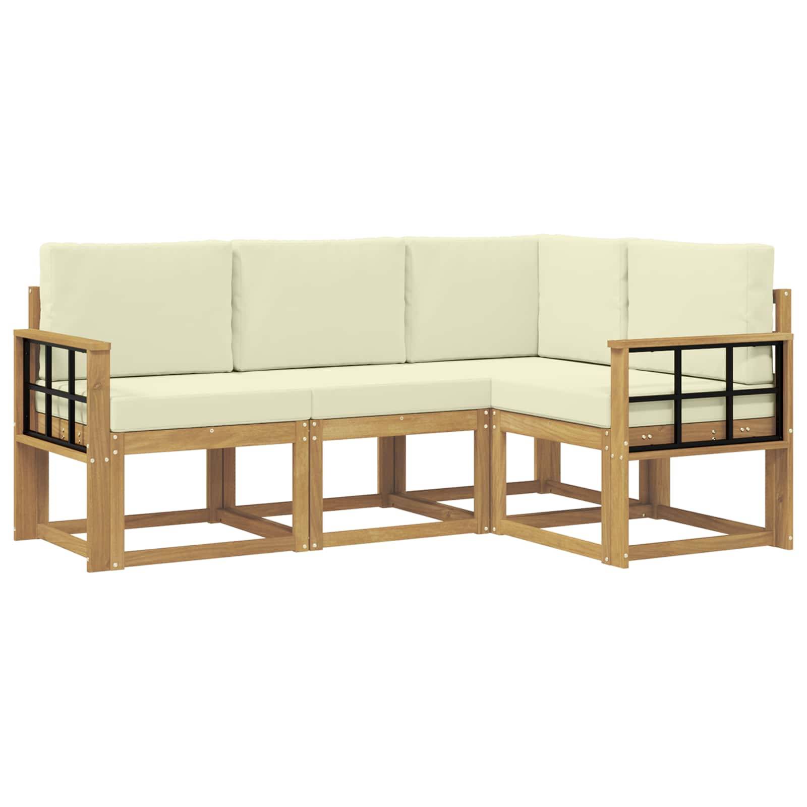 vidaXL Outdoor-Sofagarnitur mit Kissen 4 pcs Weiß und Creme