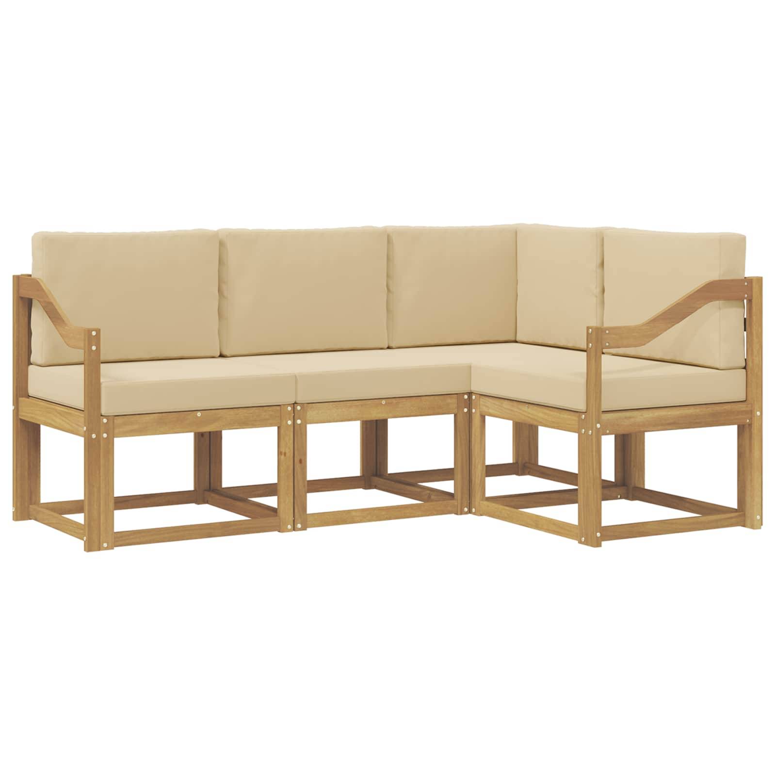 vidaXL Outdoor-Sofagarnitur mit Kissen 4 pcs Weiß und Beige