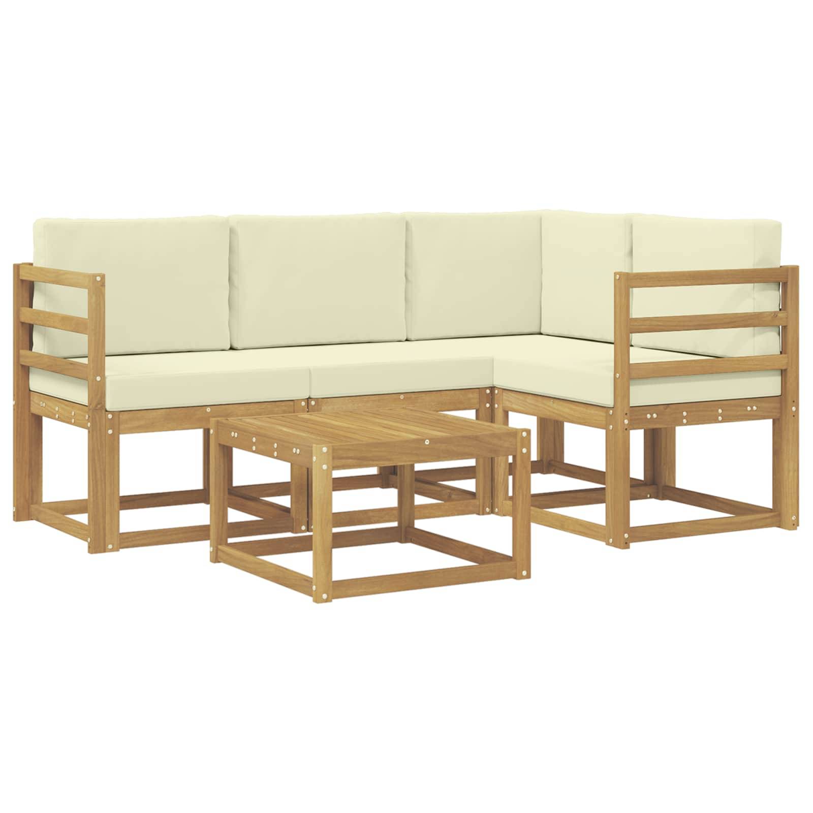 vidaXL Outdoor-Sofagarnitur mit Kissen 5 pcs Weiß und Creme