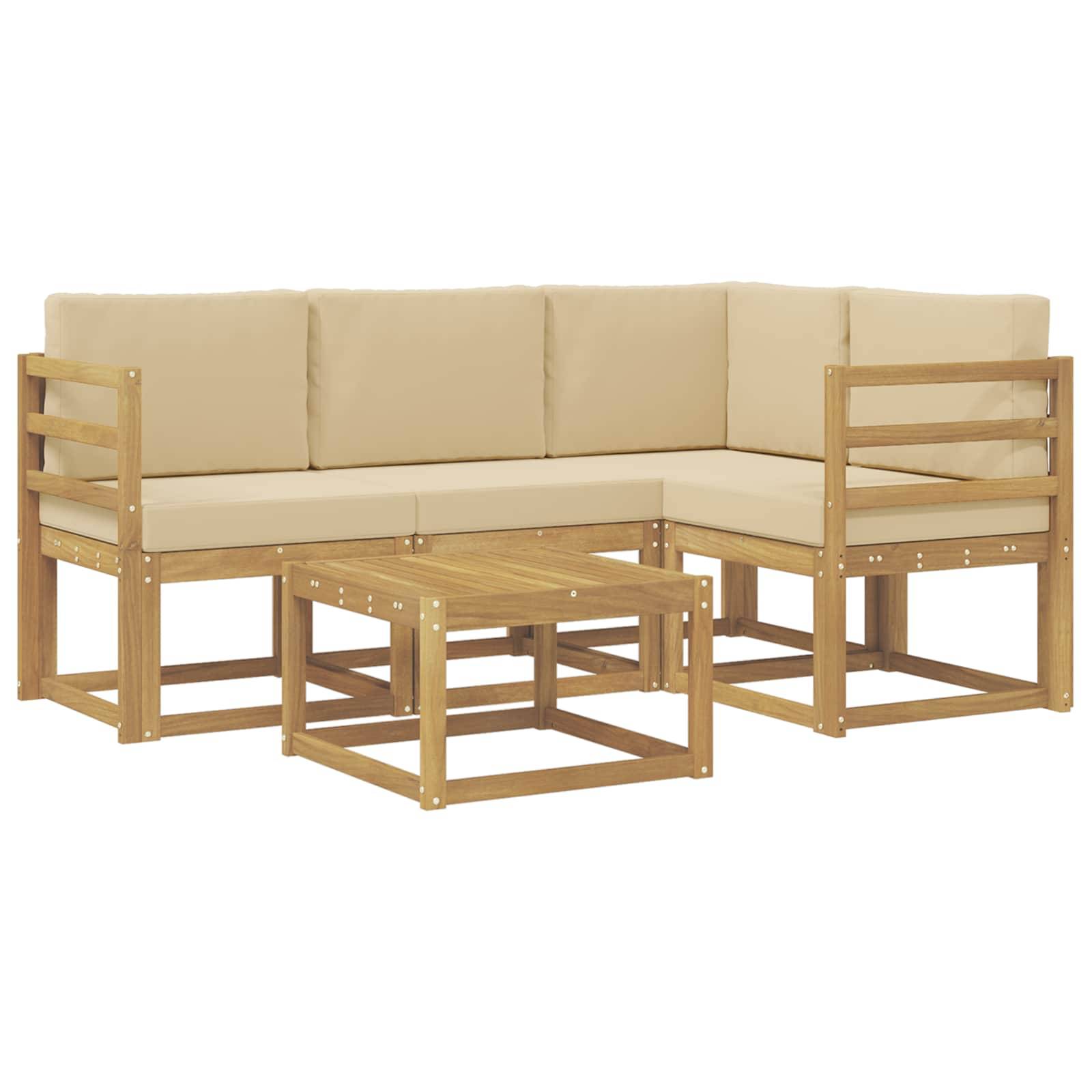 vidaXL Outdoor-Sofagarnitur mit Kissen 5 pcs Weiß und Beige