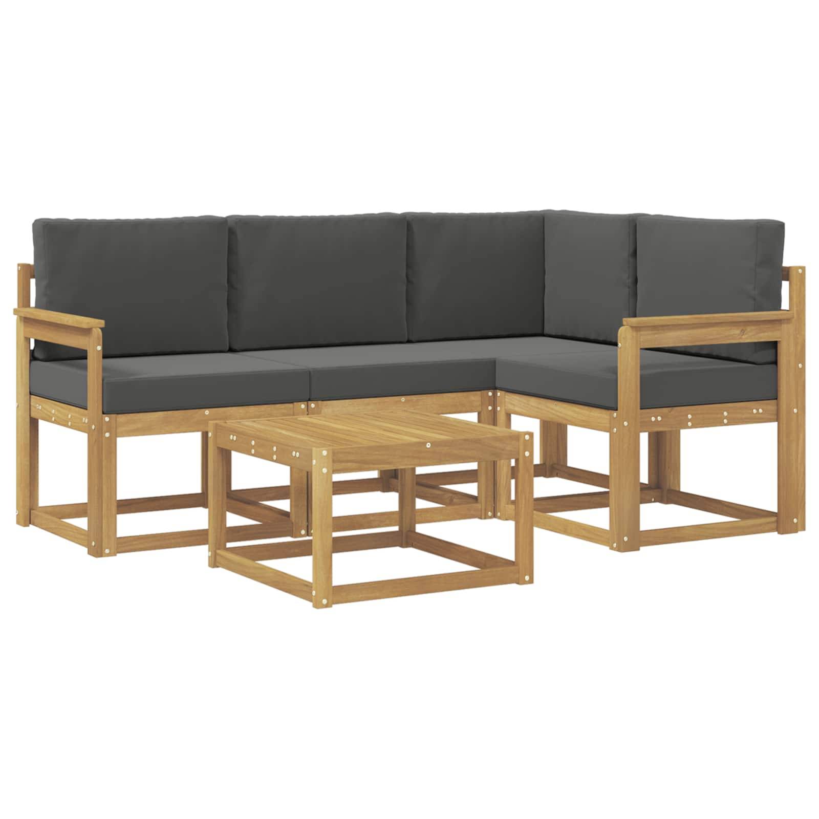 vidaXL Outdoor-Sofagarnitur mit Kissen 5 pcs Weiß und Anthrazit