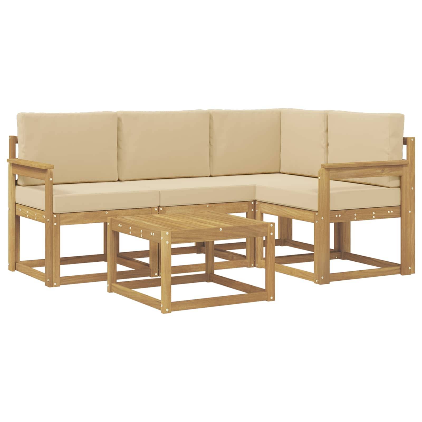 vidaXL Outdoor-Sofagarnitur mit Kissen 5 pcs Weiß und Beige
