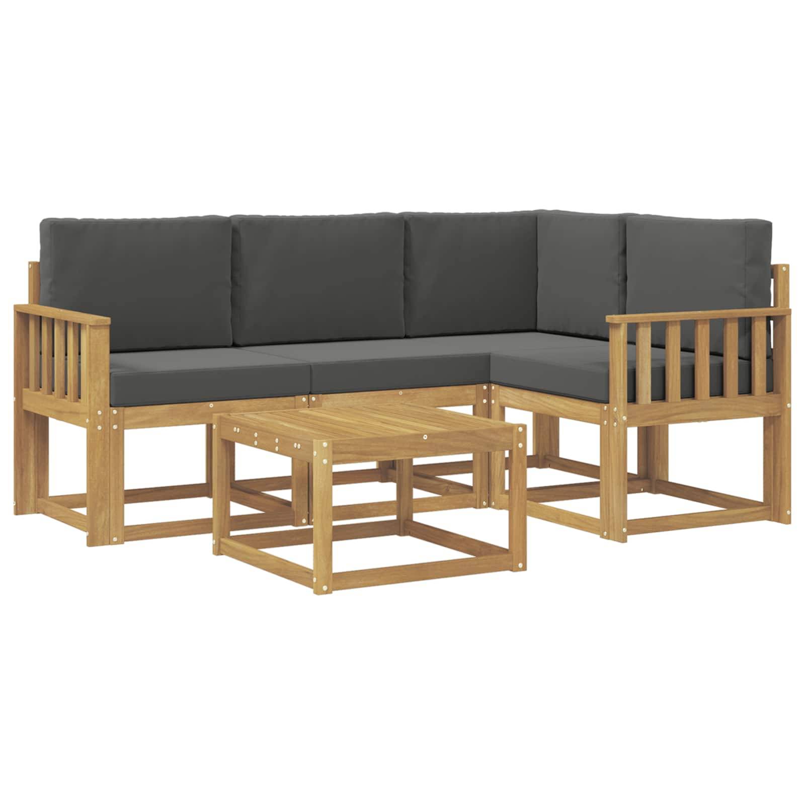 vidaXL Outdoor-Sofagarnitur mit Kissen 5 pcs Weiß und Anthrazit