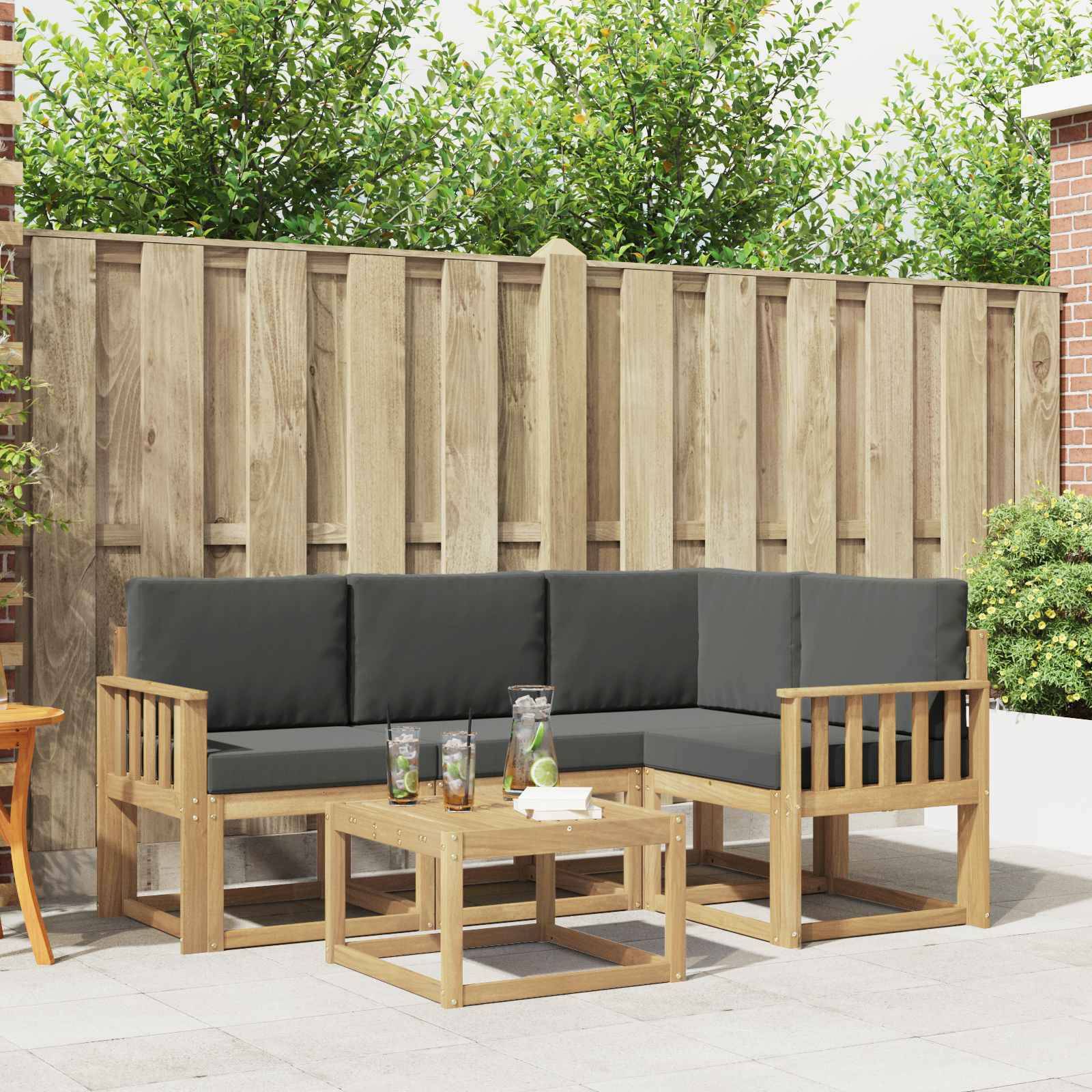 vidaXL Outdoor-Sofagarnitur mit Kissen 5 pcs Weiß und Anthrazit