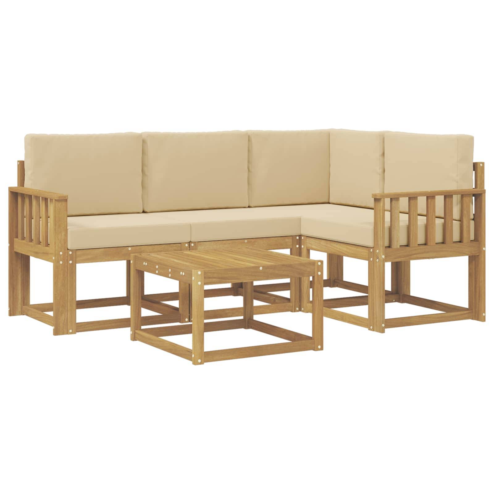 vidaXL Outdoor-Sofagarnitur mit Kissen 5 pcs Weiß und Beige