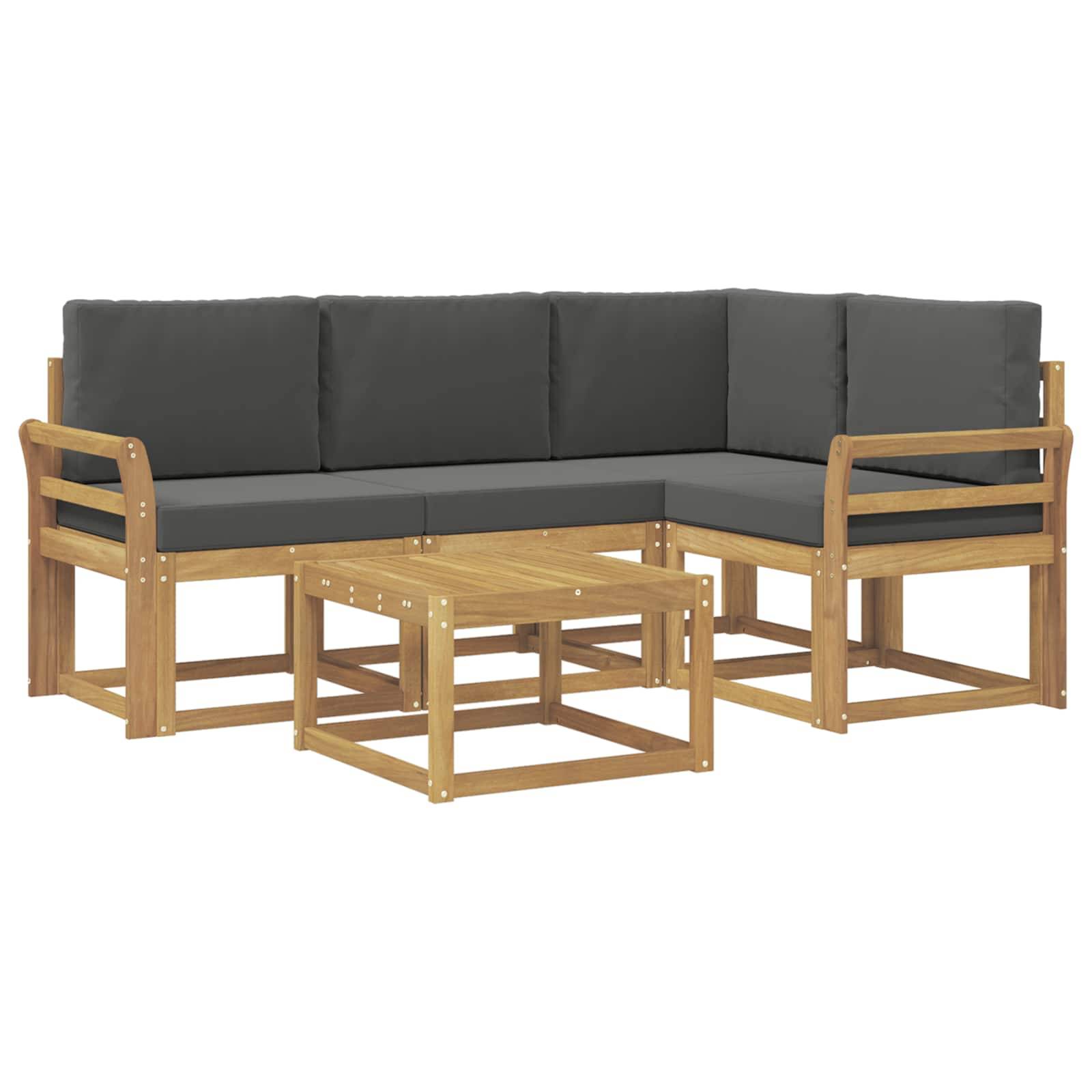 vidaXL Outdoor-Sofagarnitur mit Kissen 5 pcs Weiß und Anthrazit