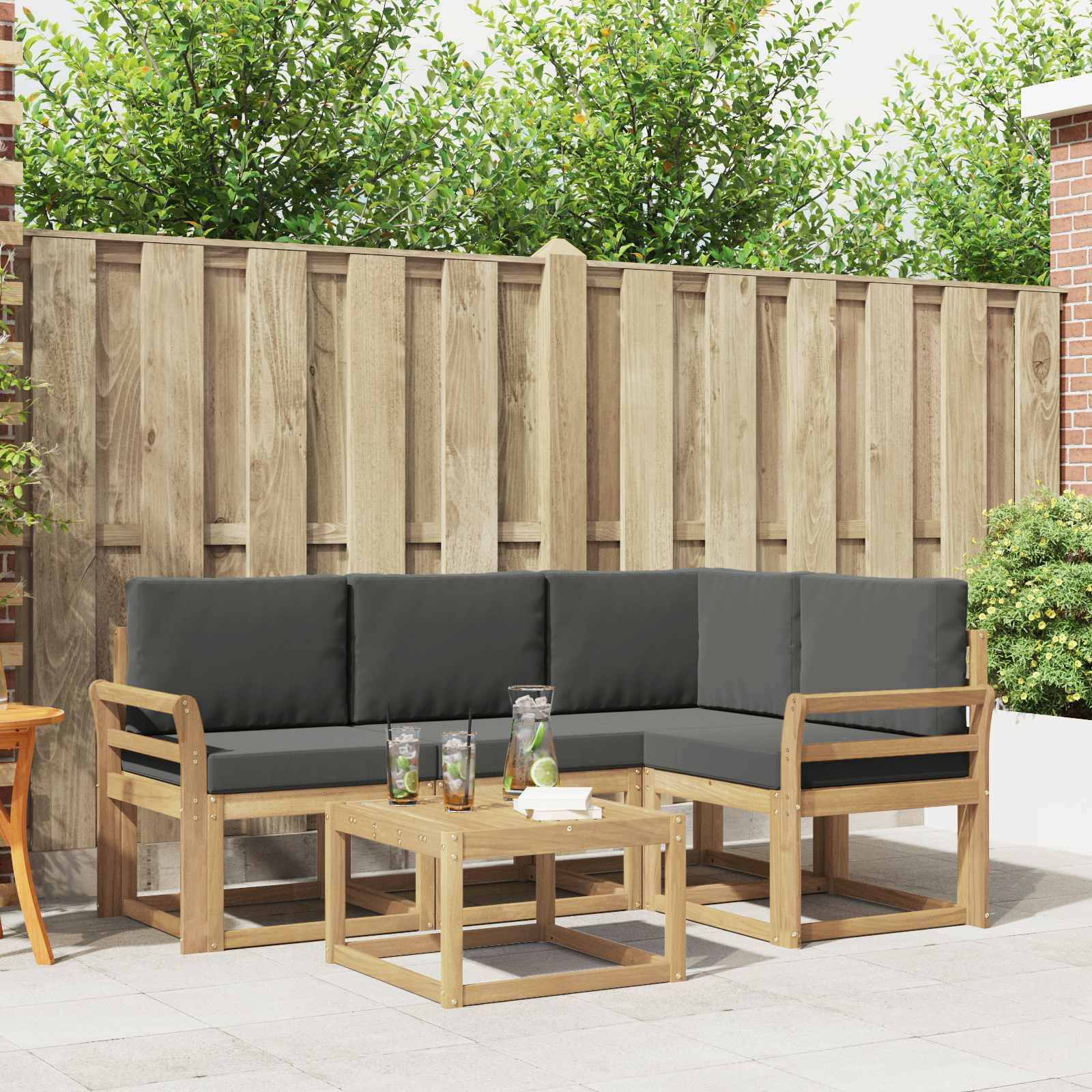 vidaXL Outdoor-Sofagarnitur mit Kissen 5 pcs Weiß und Anthrazit