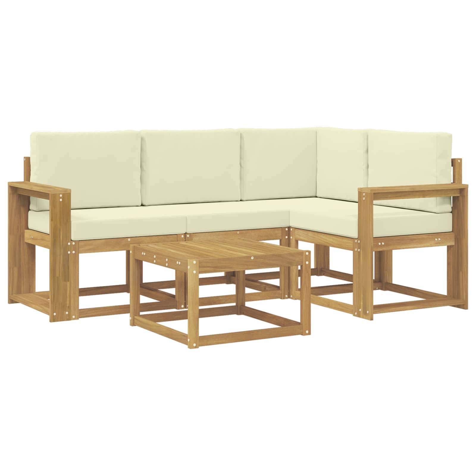 vidaXL Outdoor-Sofagarnitur mit Kissen 5 pcs Weiß und Creme
