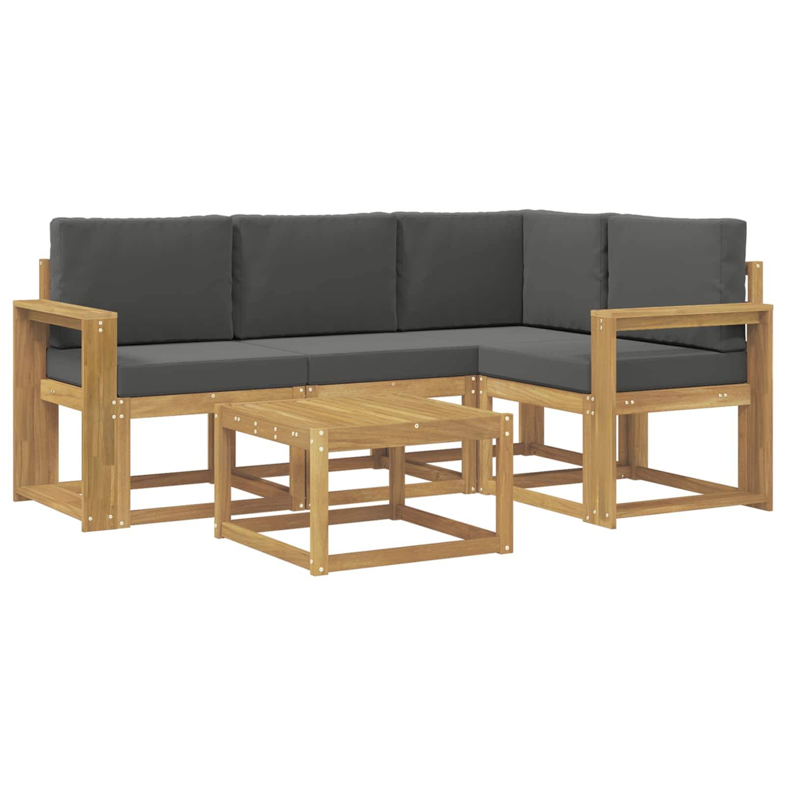 vidaXL Outdoor-Sofagarnitur mit Kissen 5 pcs Weiß und Anthrazit