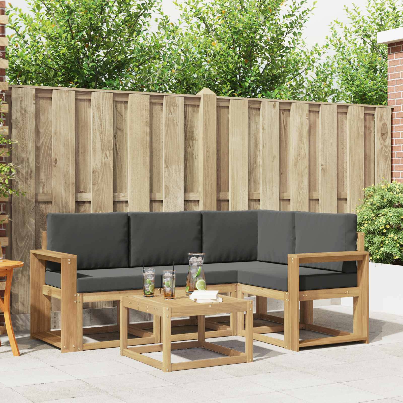 vidaXL Outdoor-Sofagarnitur mit Kissen 5 pcs Weiß und Anthrazit