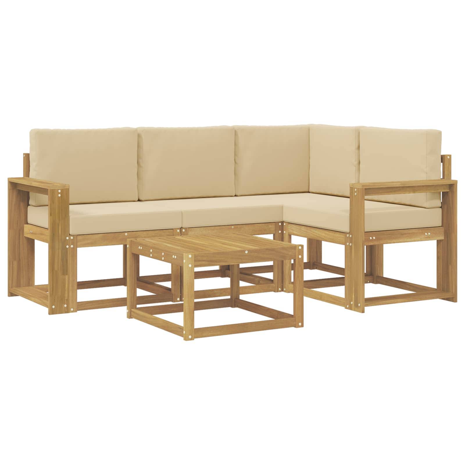 vidaXL Outdoor-Sofagarnitur mit Kissen 5 pcs Weiß und Beige