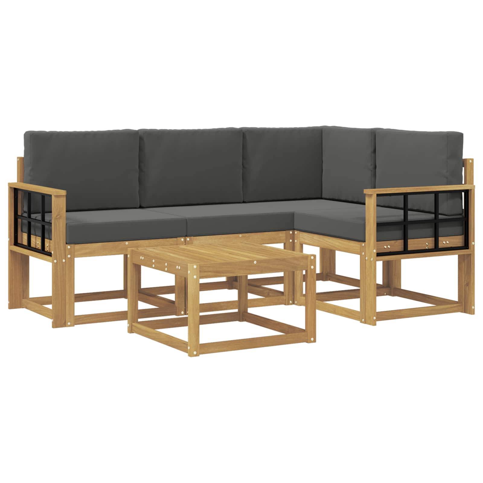 vidaXL Outdoor-Sofagarnitur mit Kissen 5 pcs Weiß und Anthrazit