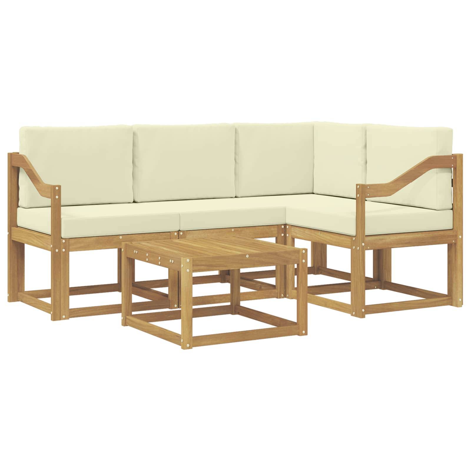 vidaXL Outdoor-Sofagarnitur mit Kissen 5 pcs Weiß und Creme
