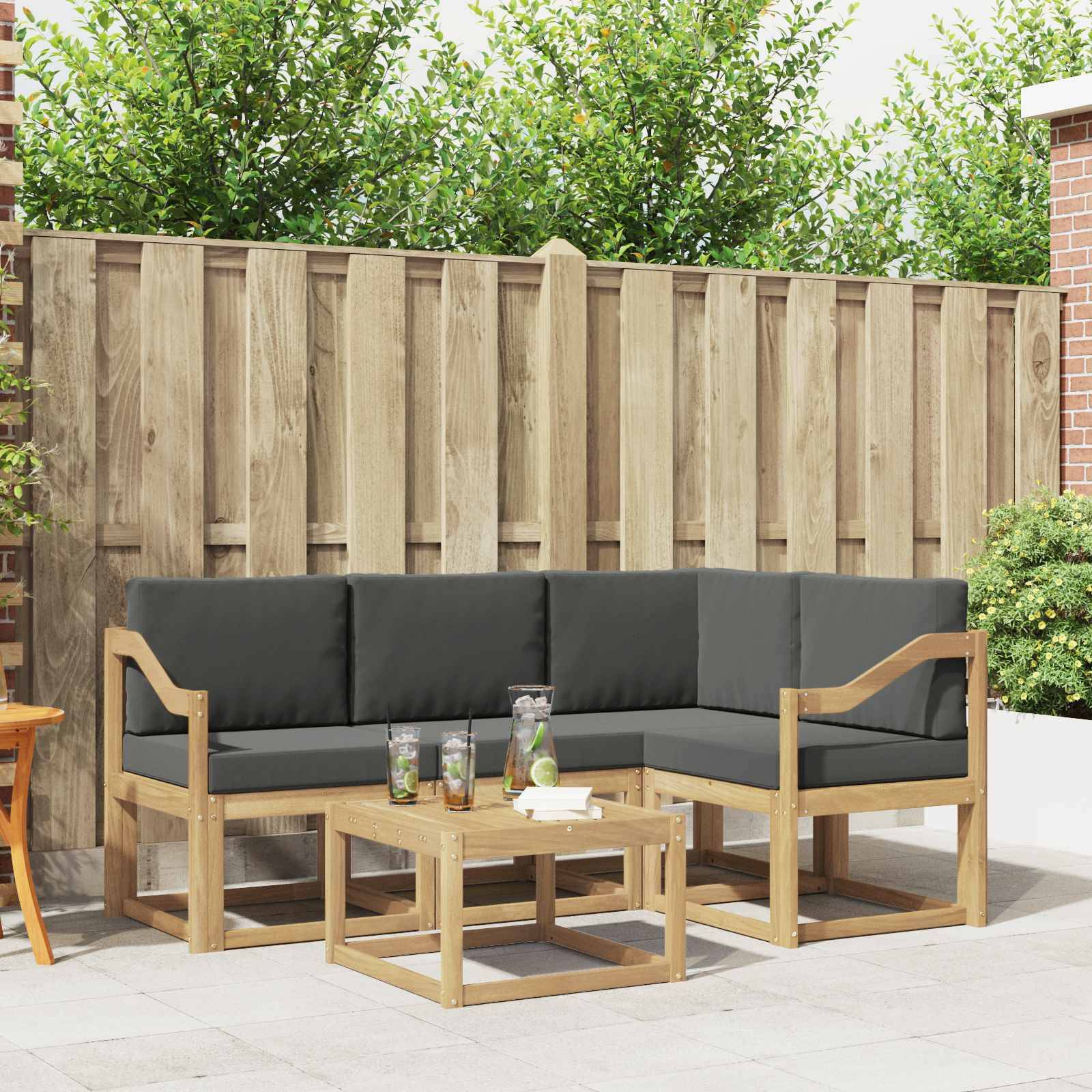 vidaXL Outdoor-Sofagarnitur mit Kissen 5 pcs Weiß und Anthrazit
