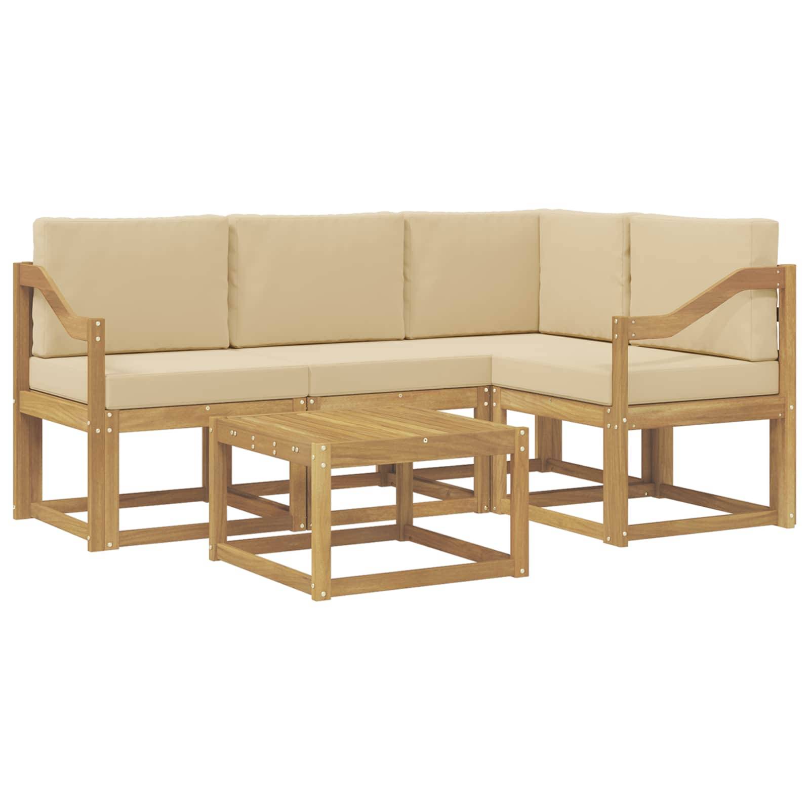 vidaXL Outdoor-Sofagarnitur mit Kissen 5 pcs Weiß und Beige