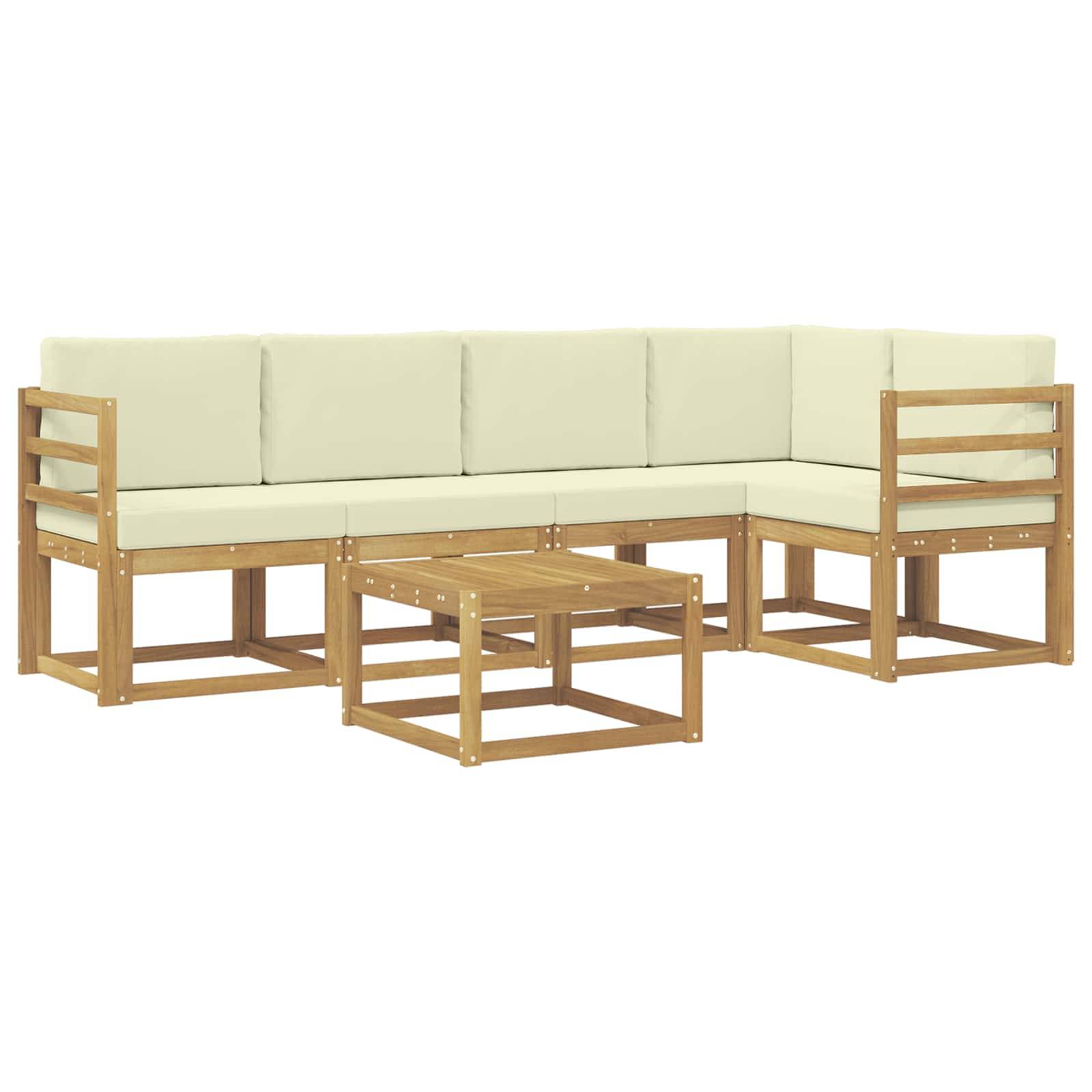 vidaXL Outdoor-Sofagarnitur 6 pcs Weiß und Creme Massivholz Akazie