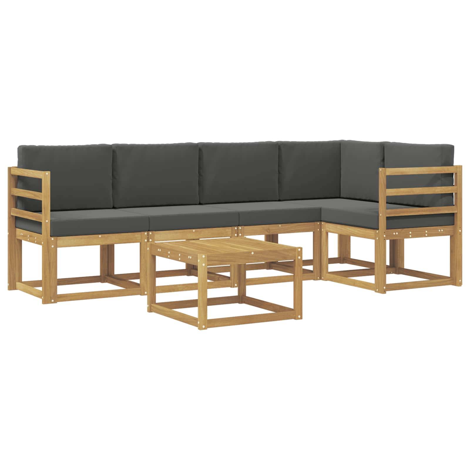 vidaXL Outdoor-Sofagarnitur 6 pcs Weiß und Anthrazit Massivholz Akazie