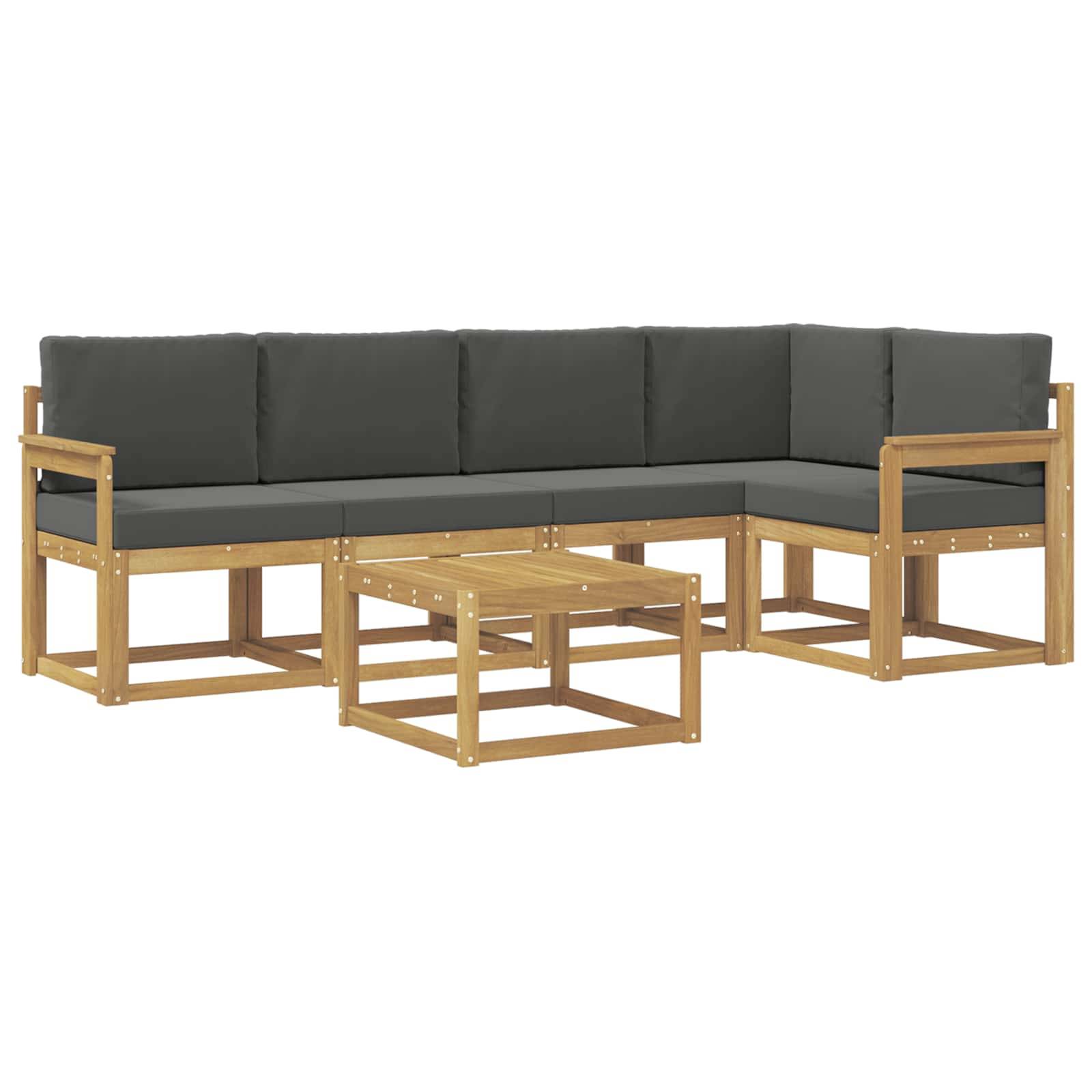 vidaXL Outdoor-Sofagarnitur 6 pcs Weiß und Anthrazit Massivholz Akazie