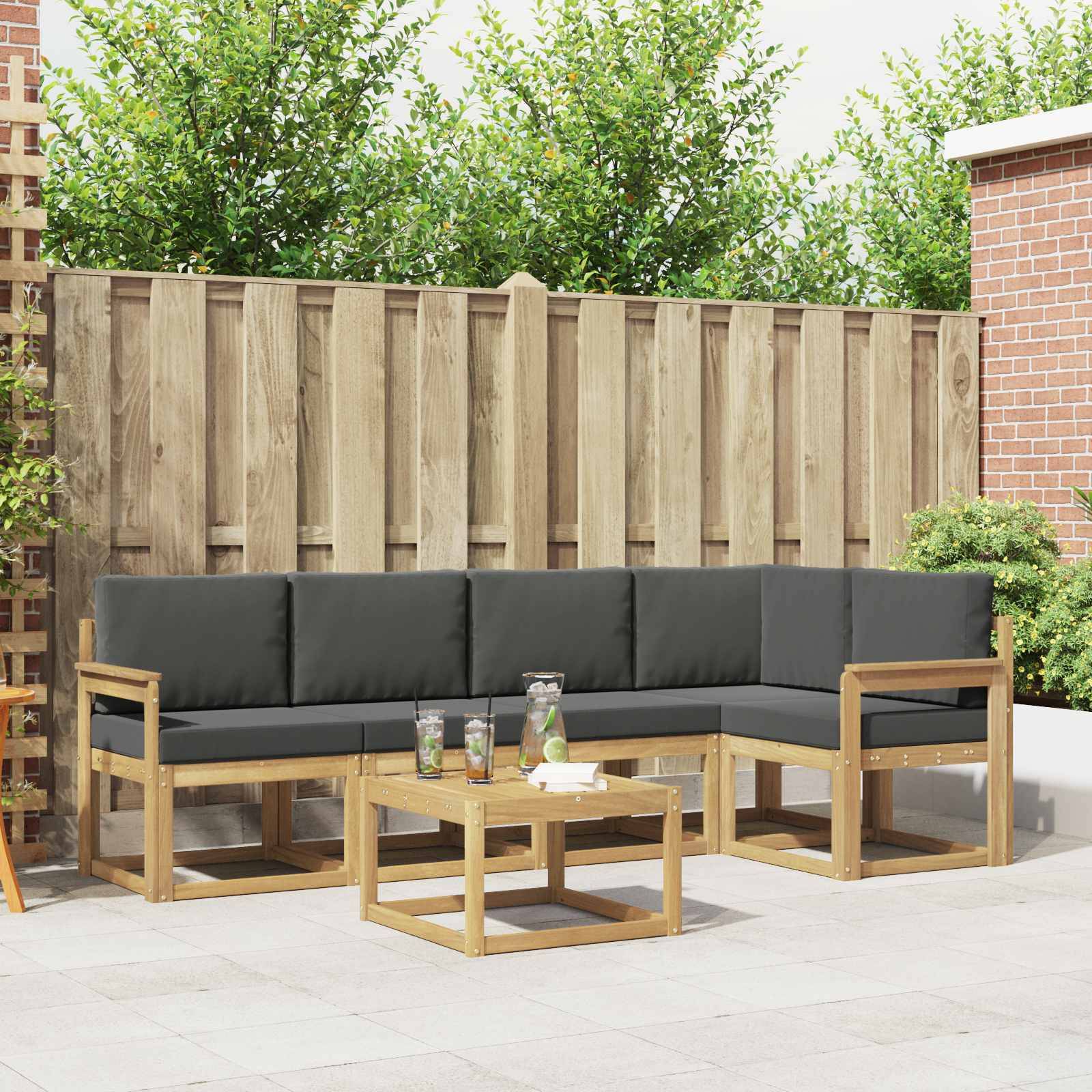 vidaXL Outdoor-Sofagarnitur 6 pcs Weiß und Anthrazit Massivholz Akazie