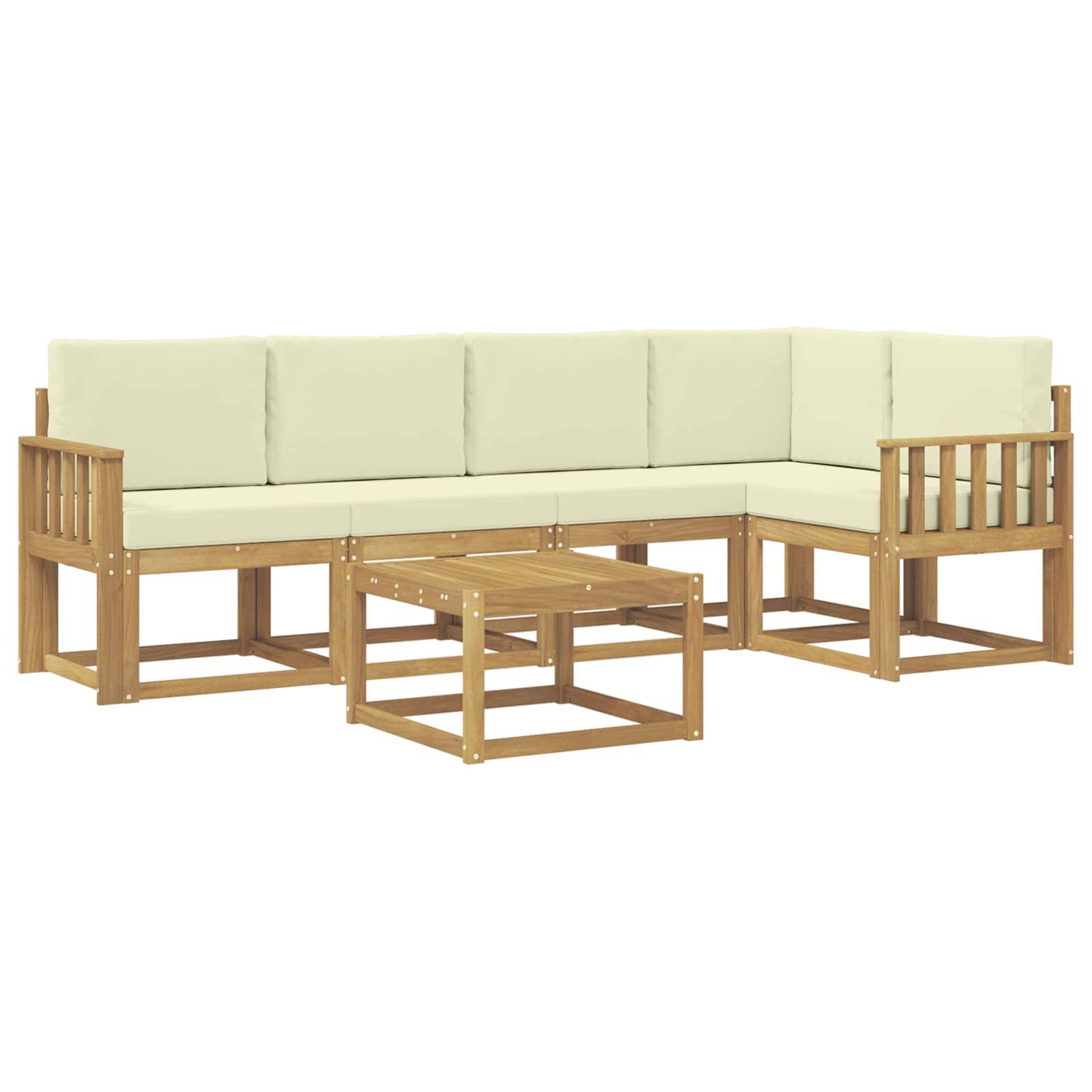 vidaXL Outdoor-Sofagarnitur 6 pcs Weiß und Creme Massivholz Akazie