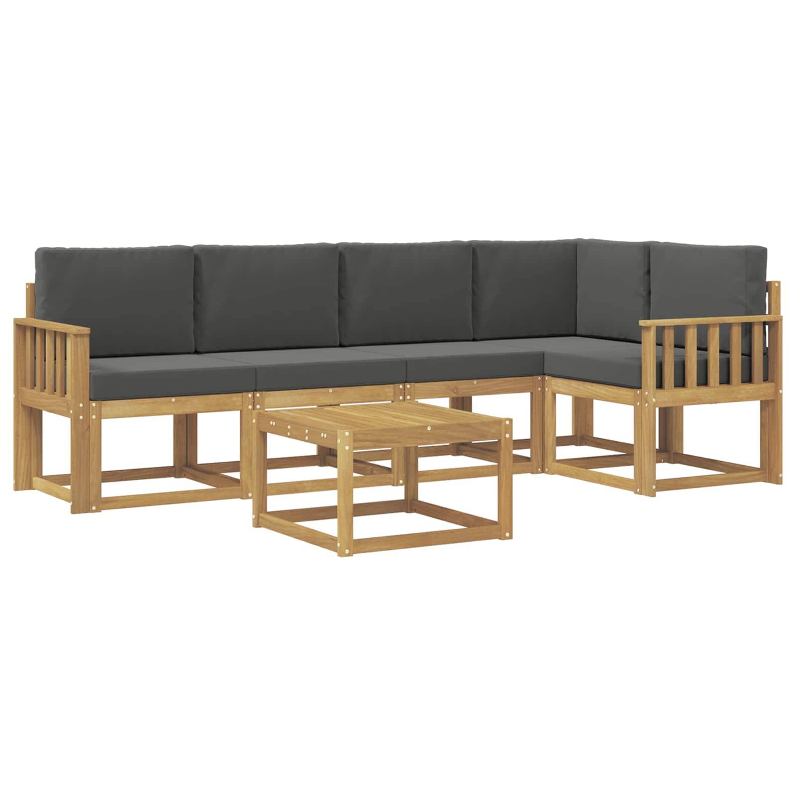 vidaXL Outdoor-Sofagarnitur 6 pcs Weiß und Anthrazit Massivholz Akazie