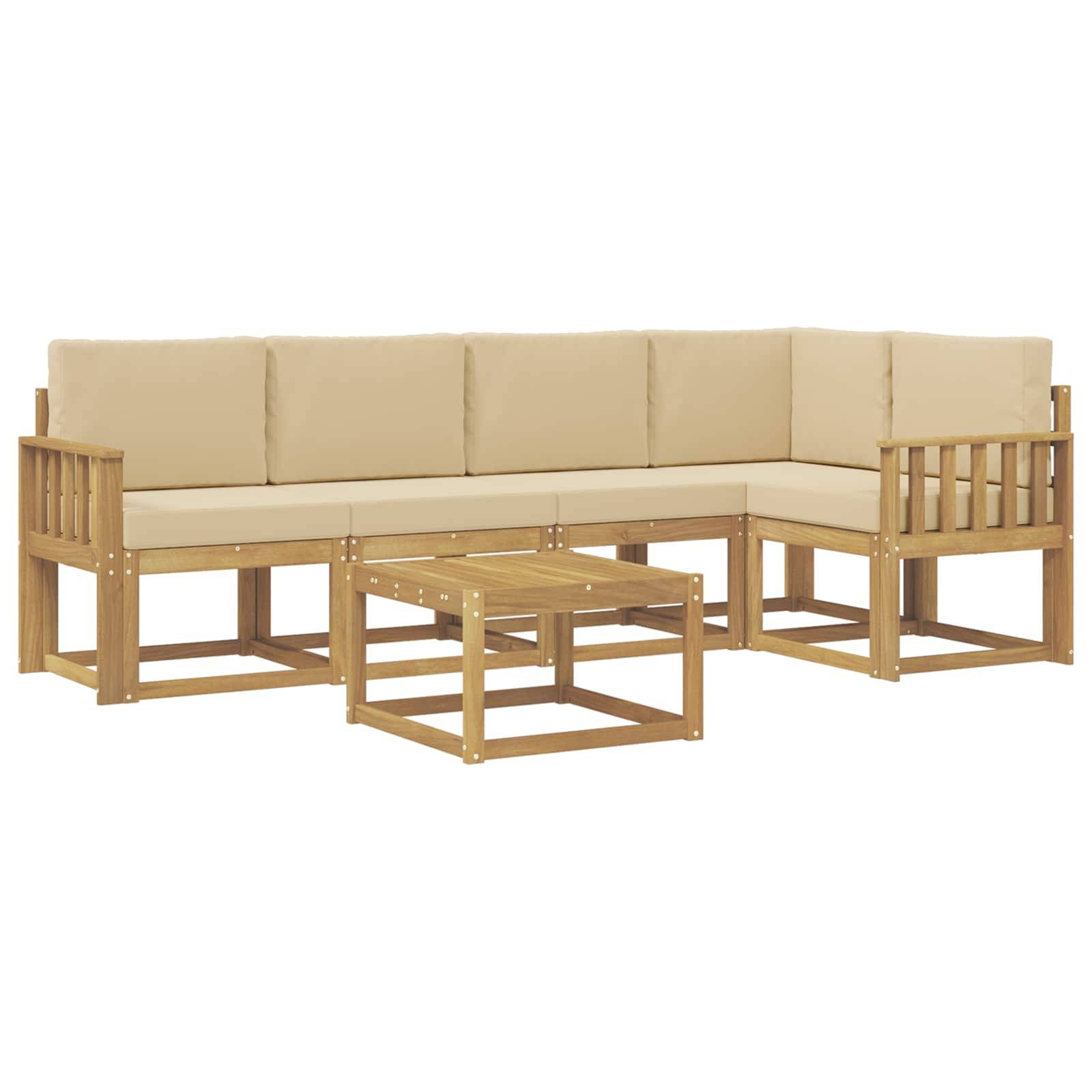 vidaXL Outdoor-Sofagarnitur 6 pcs Weiß und Beige Massivholz Akazie