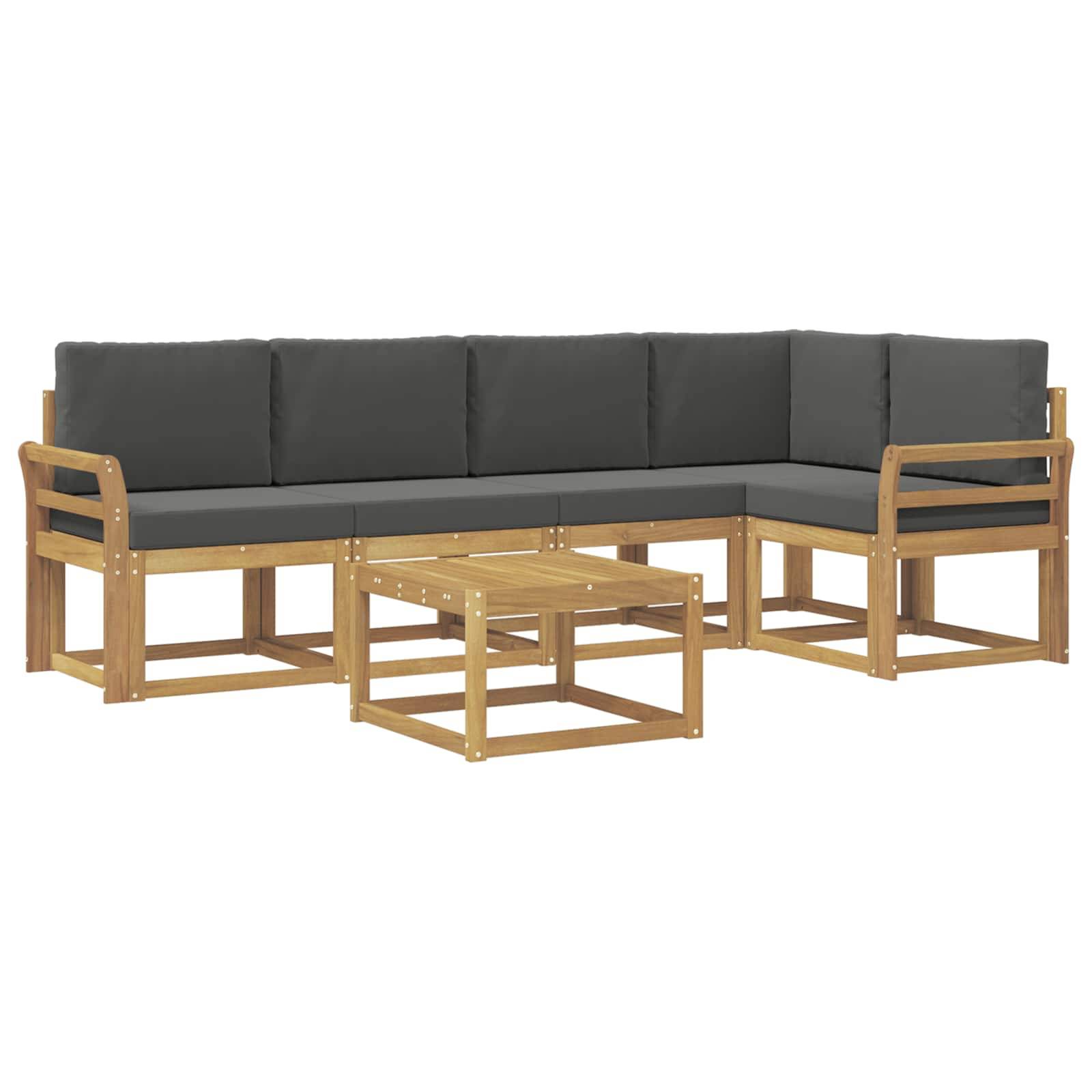 vidaXL Outdoor-Sofagarnitur 6 pcs Weiß und Anthrazit Massivholz Akazie