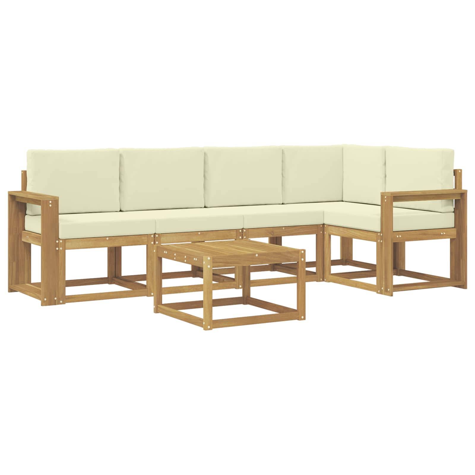 vidaXL Outdoor-Sofagarnitur 6 pcs Weiß und Creme Massivholz Akazie