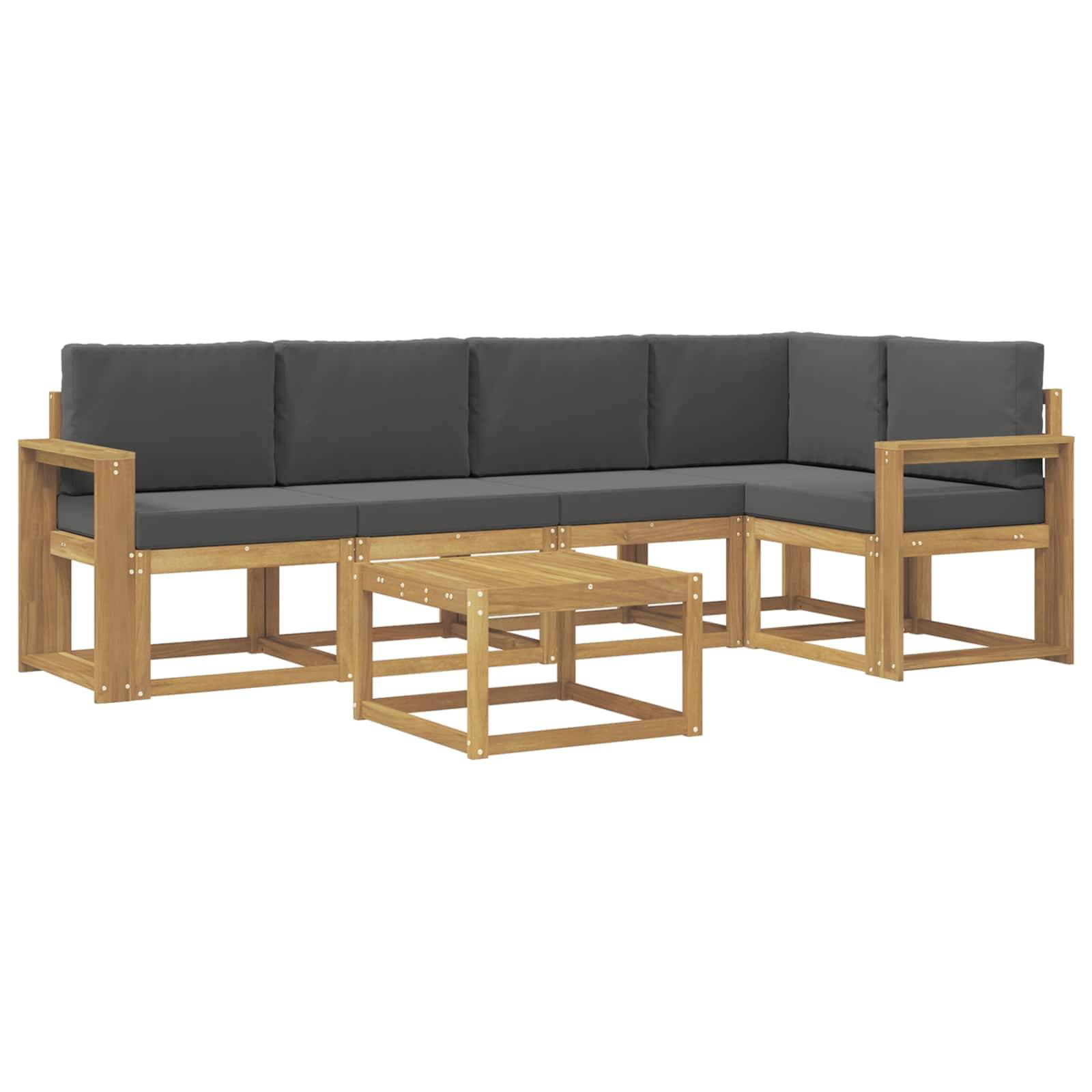 vidaXL Outdoor-Sofagarnitur 6 pcs Weiß und Anthrazit Massivholz Akazie