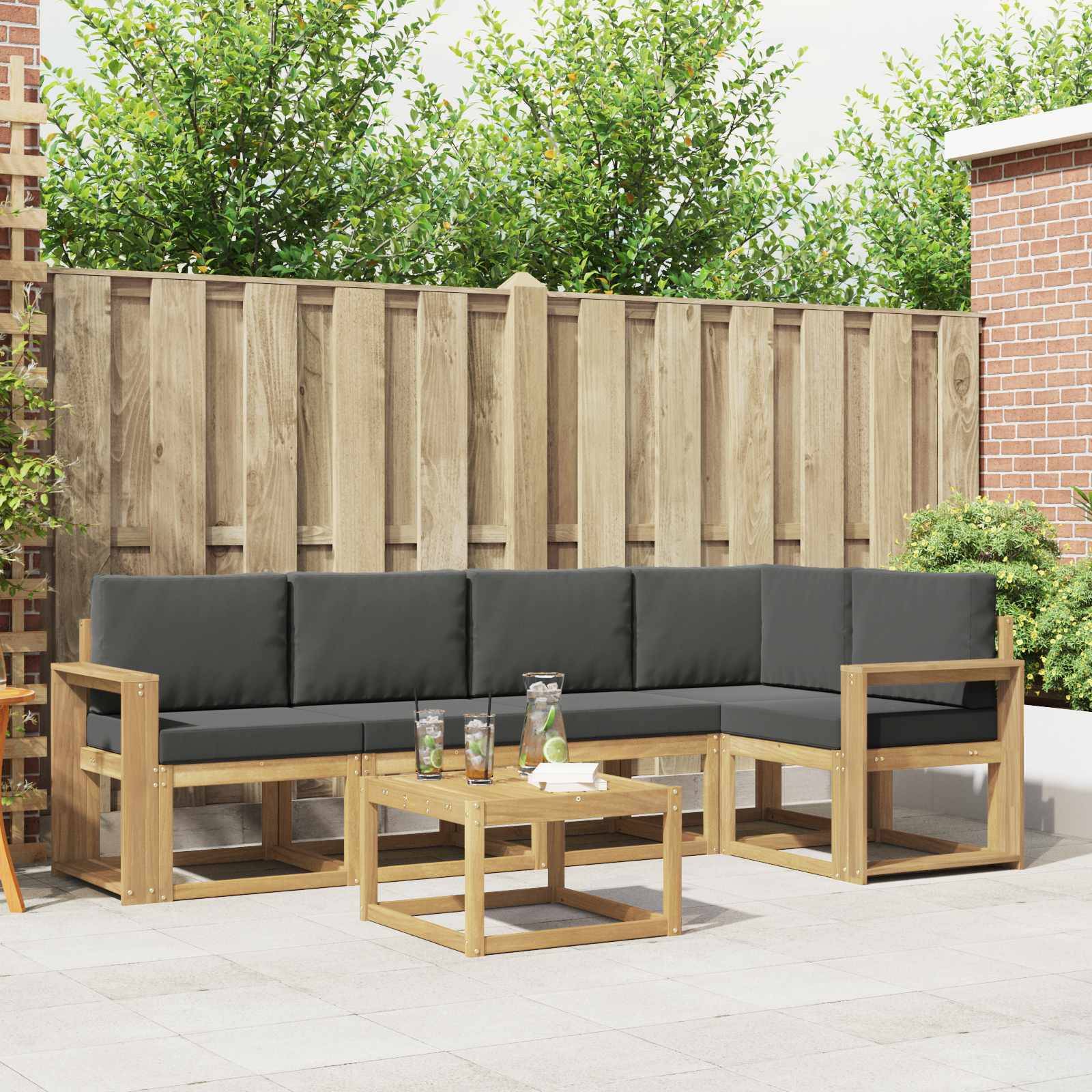 vidaXL Outdoor-Sofagarnitur 6 pcs Weiß und Anthrazit Massivholz Akazie