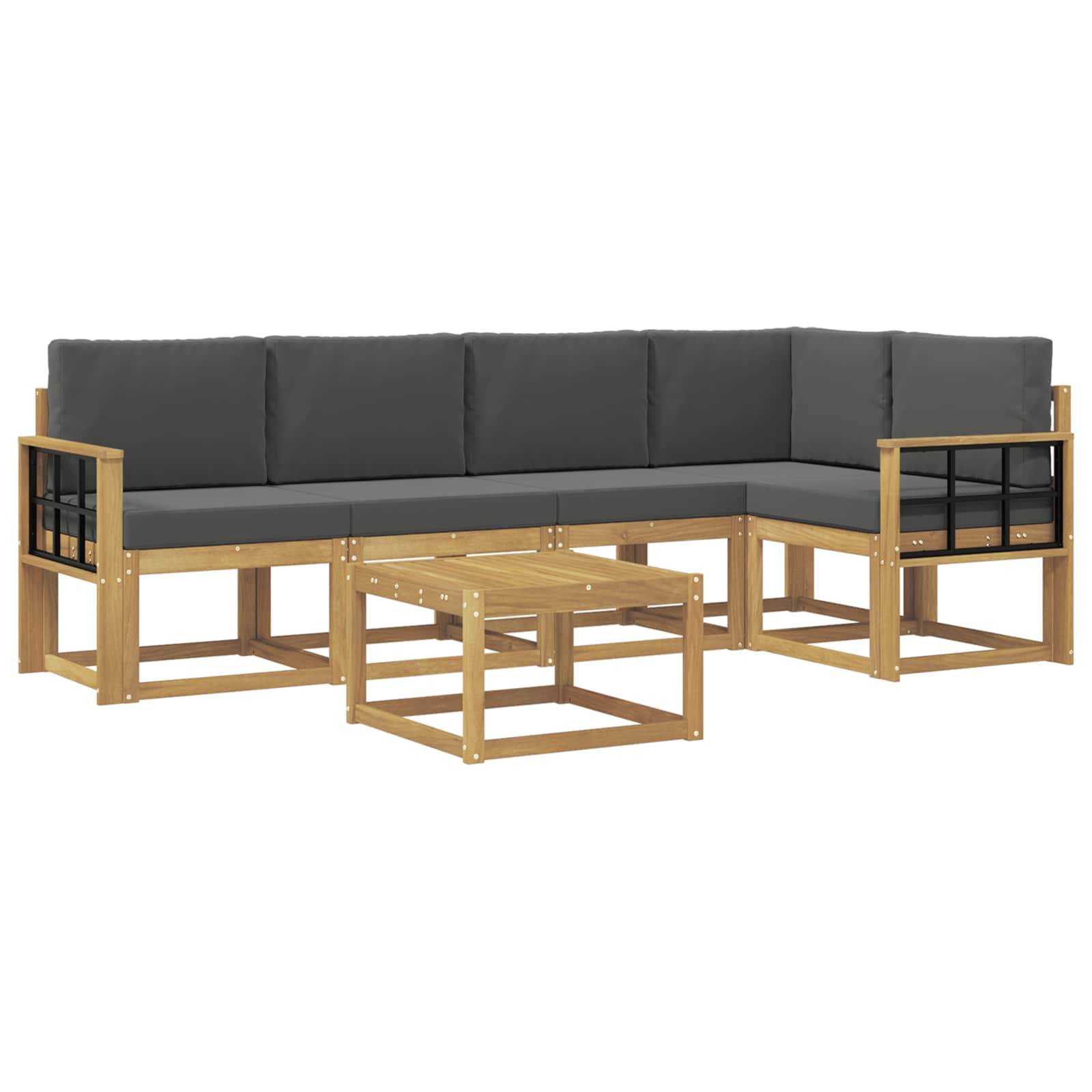 vidaXL Outdoor-Sofagarnitur 6 pcs Weiß und Anthrazit Massivholz Akazie
