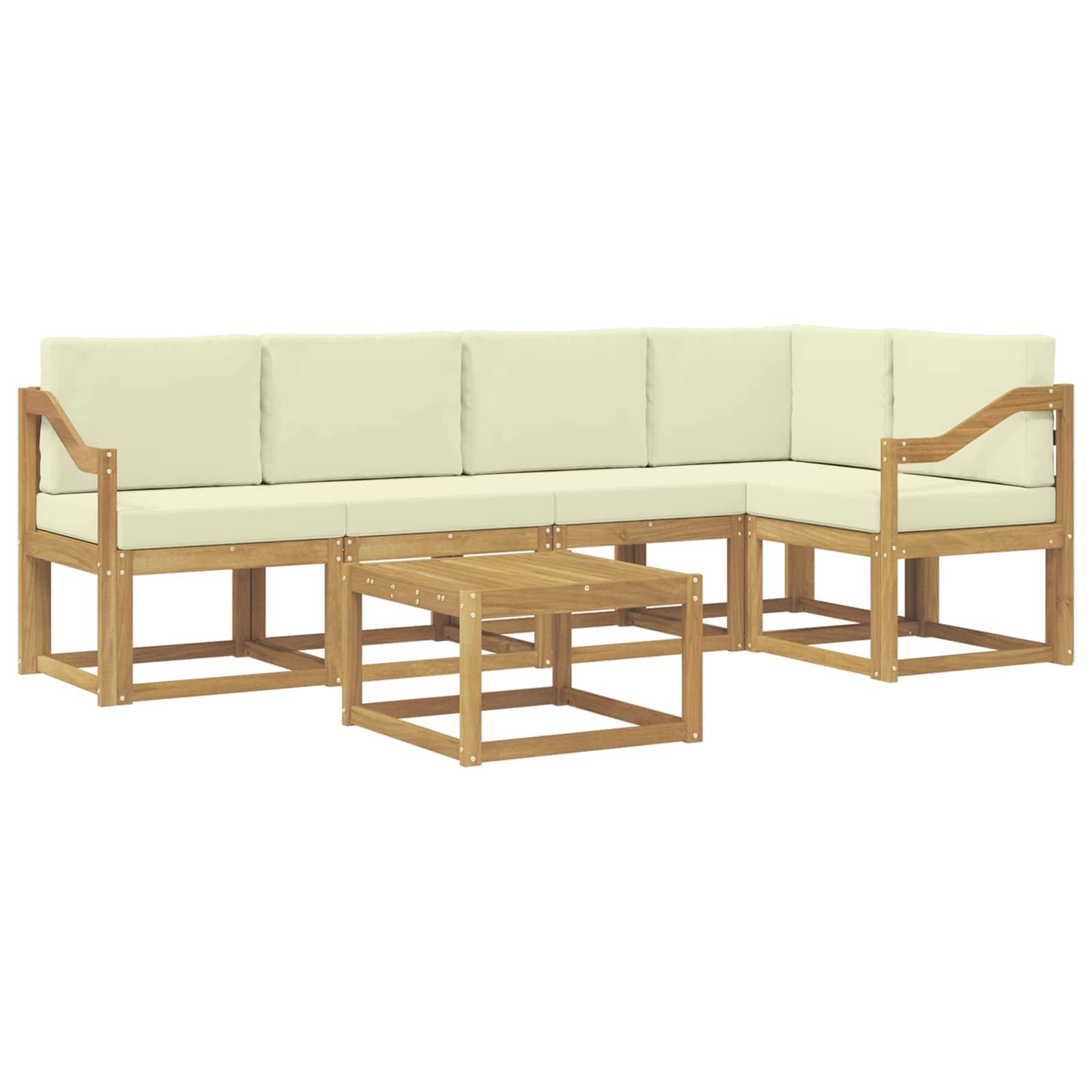 vidaXL Outdoor-Sofagarnitur 6 pcs Weiß und Creme Massivholz Akazie