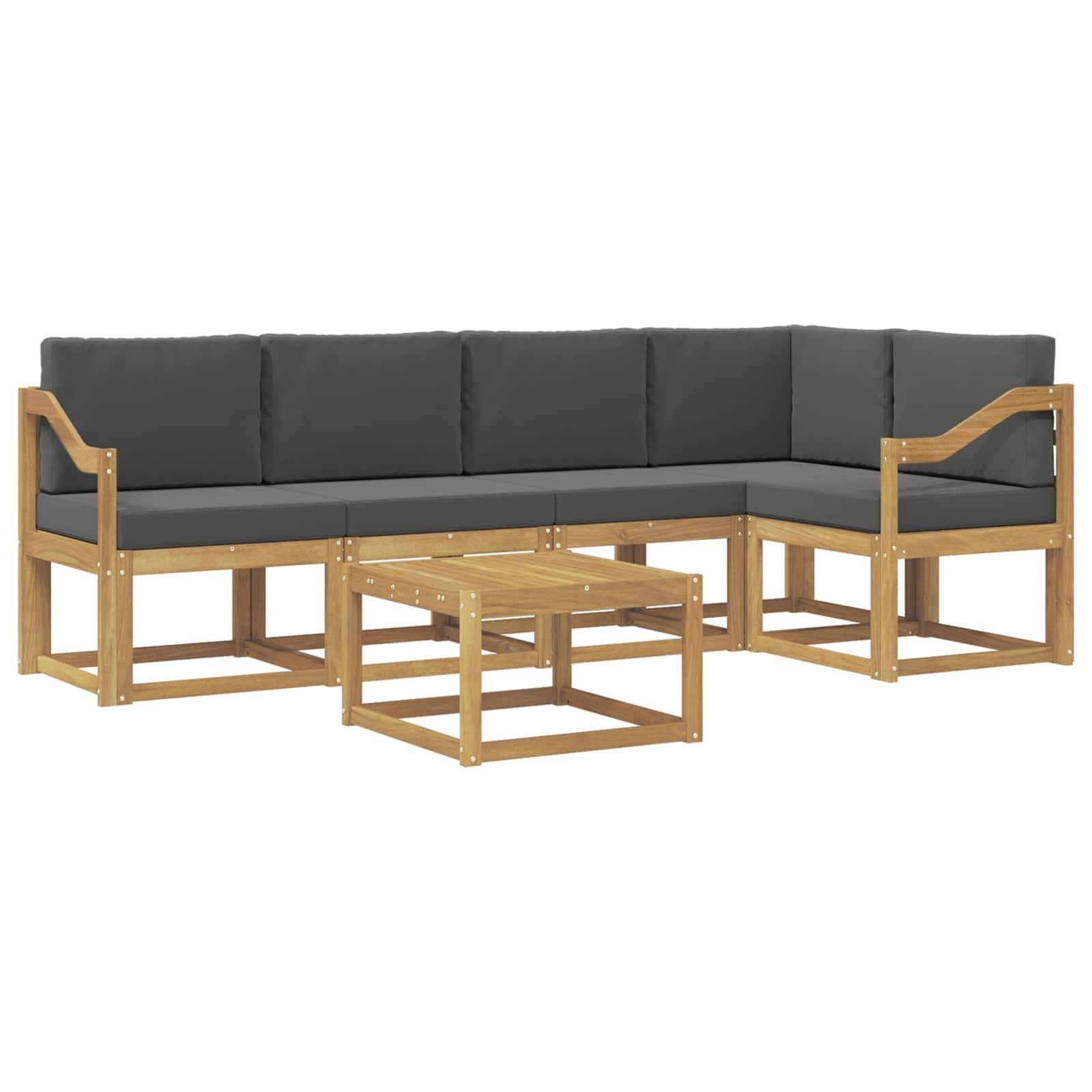 vidaXL Outdoor-Sofagarnitur 6 pcs Weiß und Anthrazit Massivholz Akazie