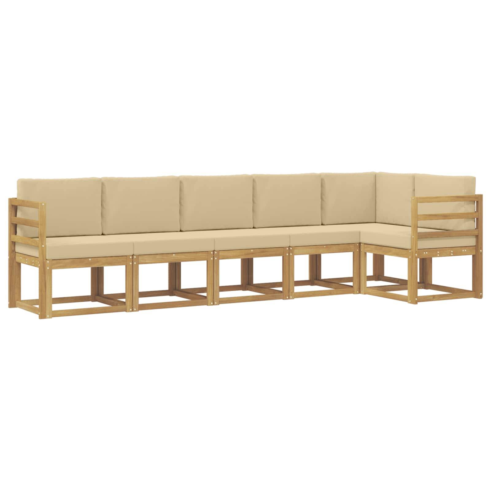 vidaXL Outdoor-Sofagarnitur mit Kissen 6 pcs Weiß und Beige Polyester