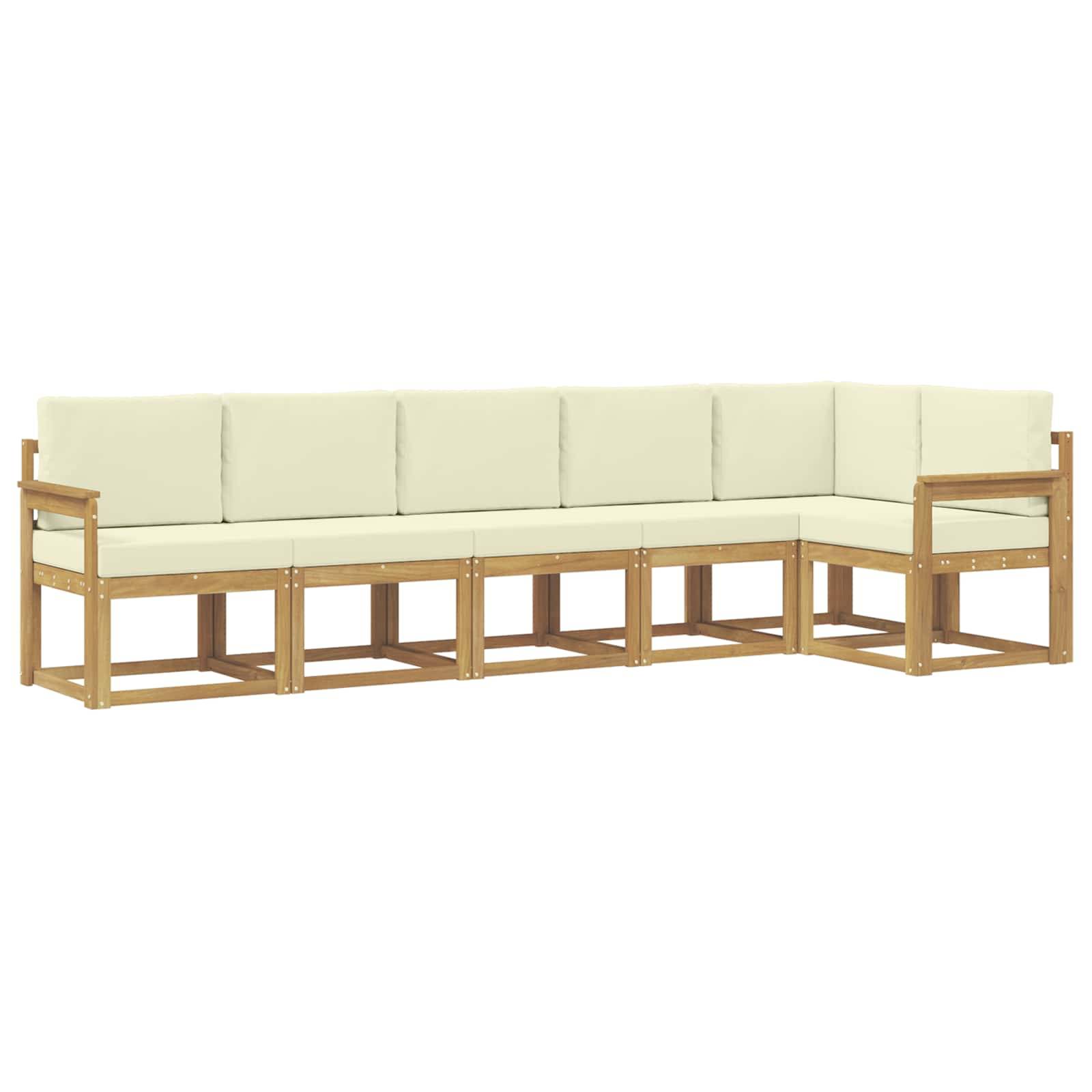 vidaXL Outdoor-Sofagarnitur mit Kissen 6 pcs Weiß und Creme Polyester